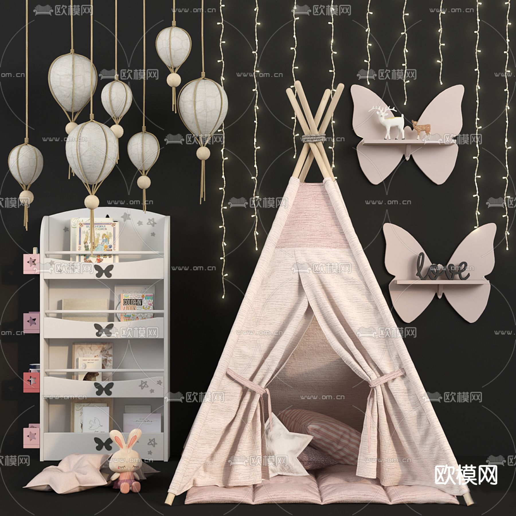 儿童用品 帐篷 书柜 玩偶 墙饰3d模型下载