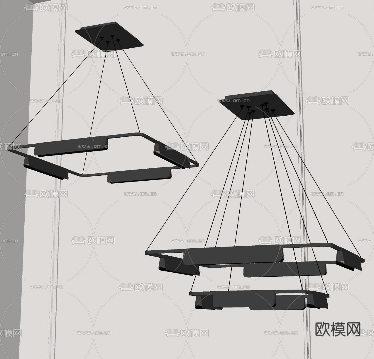 现代吊灯su模型下载（渲染图1）