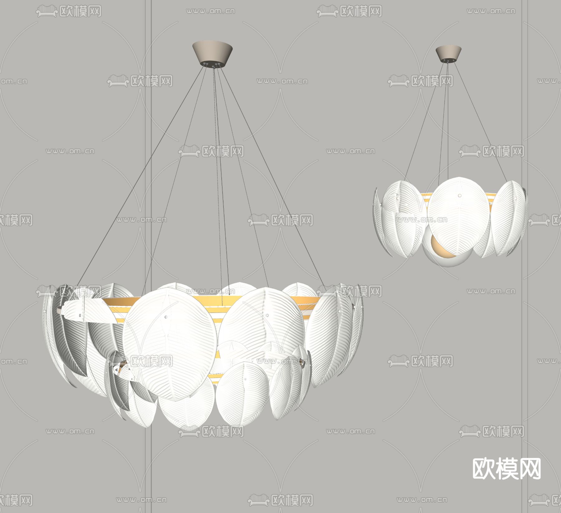 奶油风吊灯su模型下载（渲染图1）
