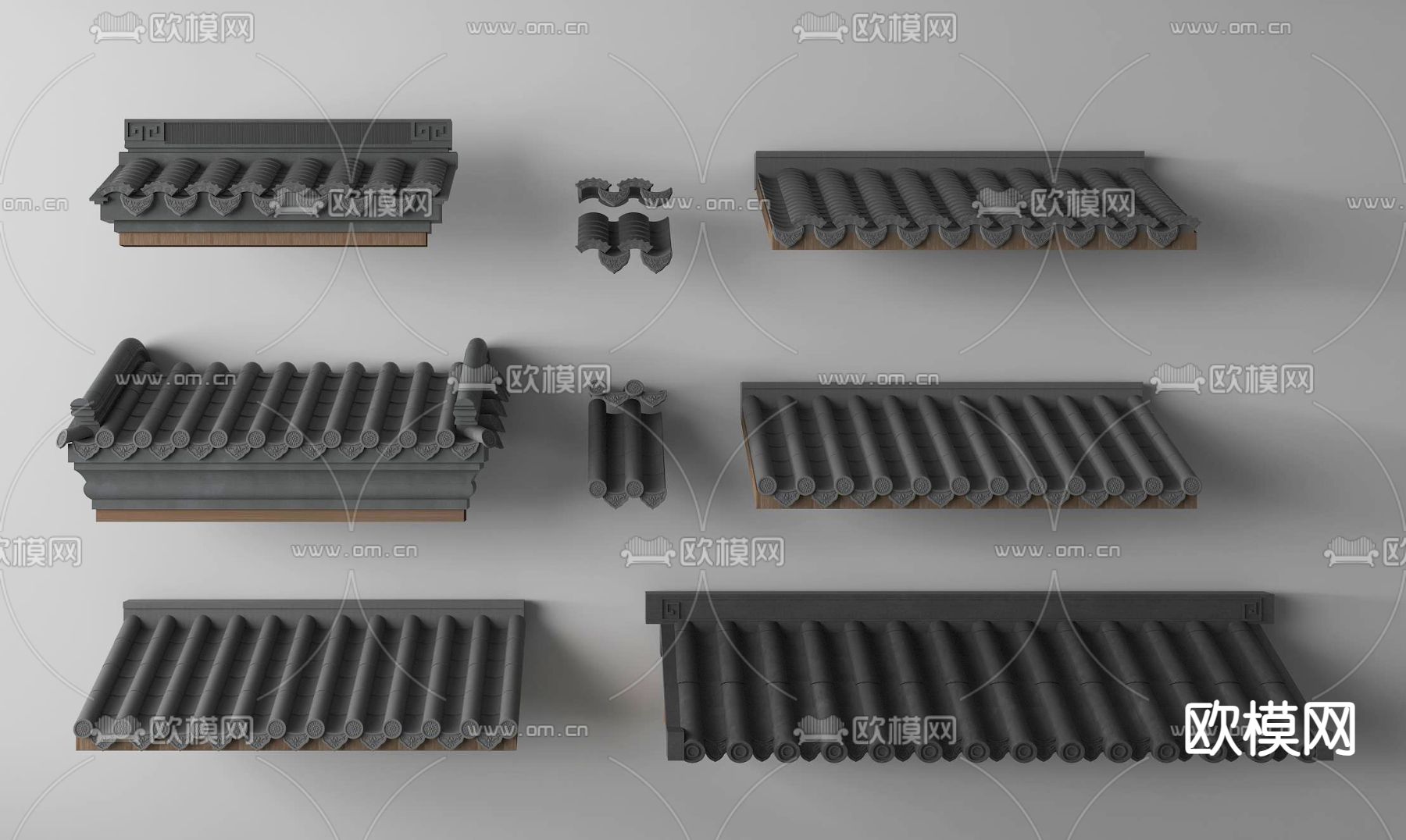 中式屋檐 飞檐 琉璃瓦 屋脊3d模型下载