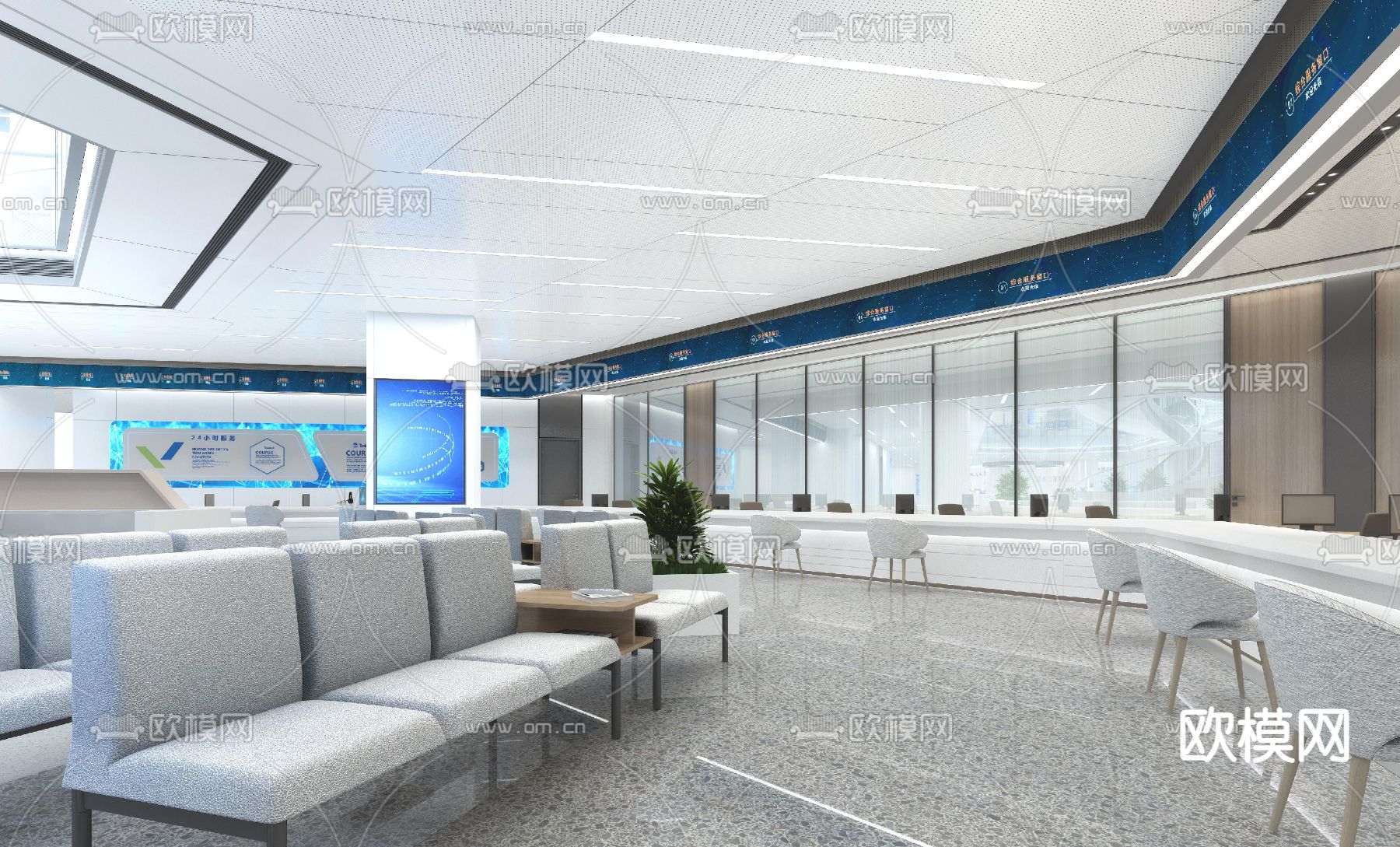 服务中心 办事大厅su模型下载（渲染图2）