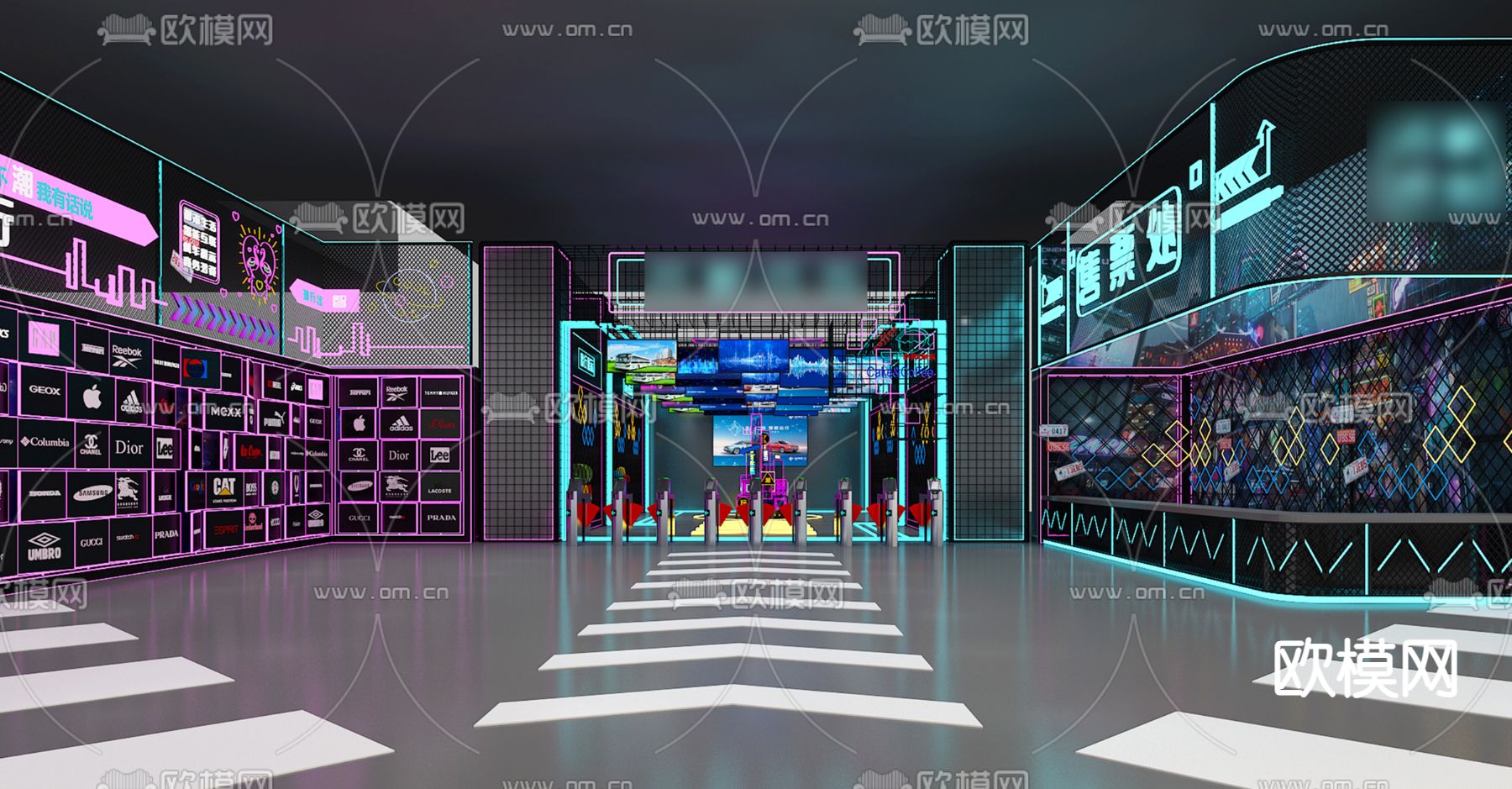 工业风娱乐城 游戏城3d模型下载（渲染图1）