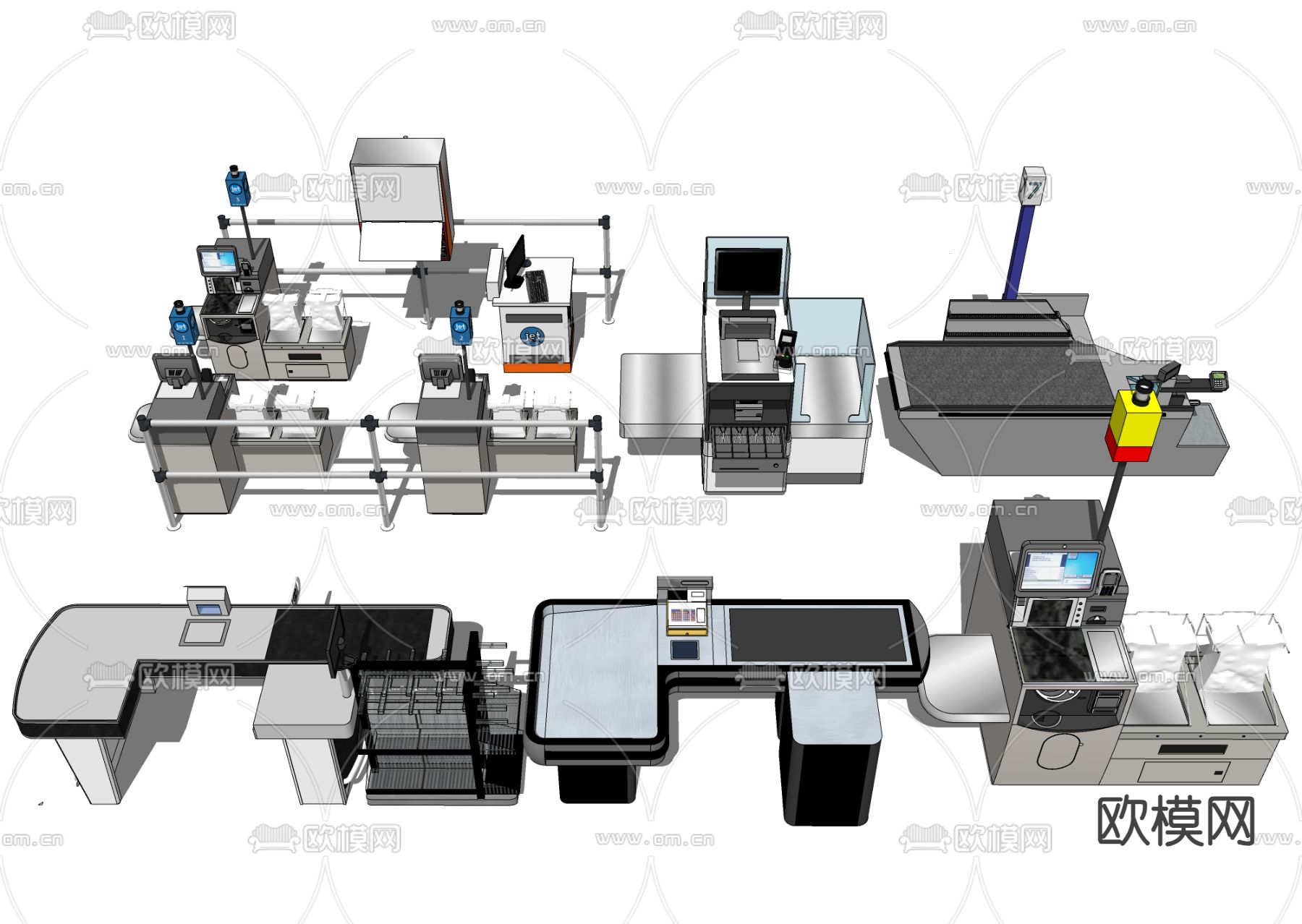 收银台 付款机su模型下载（渲染图1）