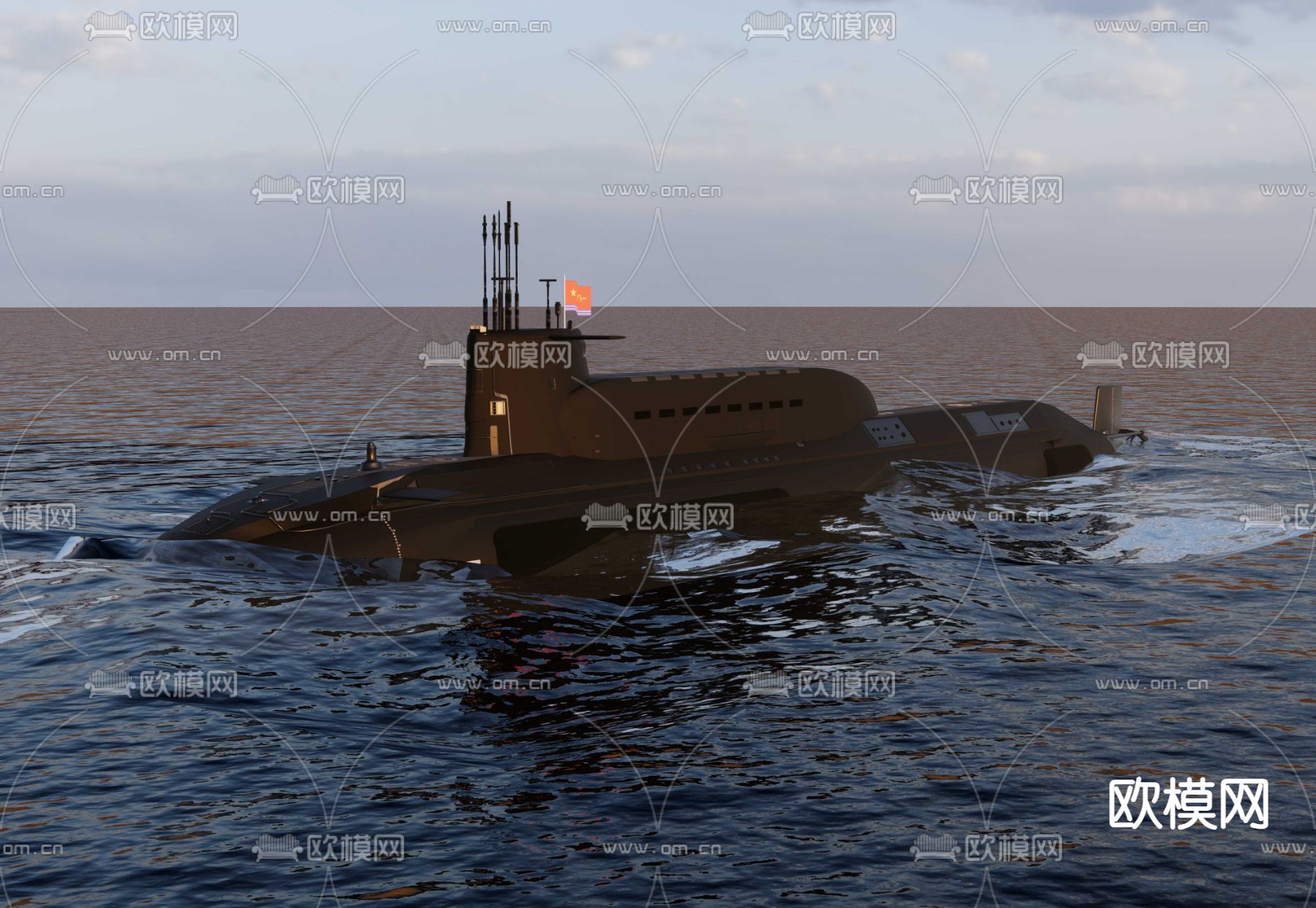 核攻击潜艇su模型下载（渲染图4）