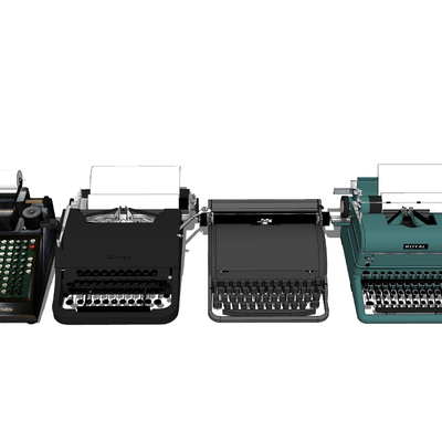  老式打字机 复古打字机su模型 