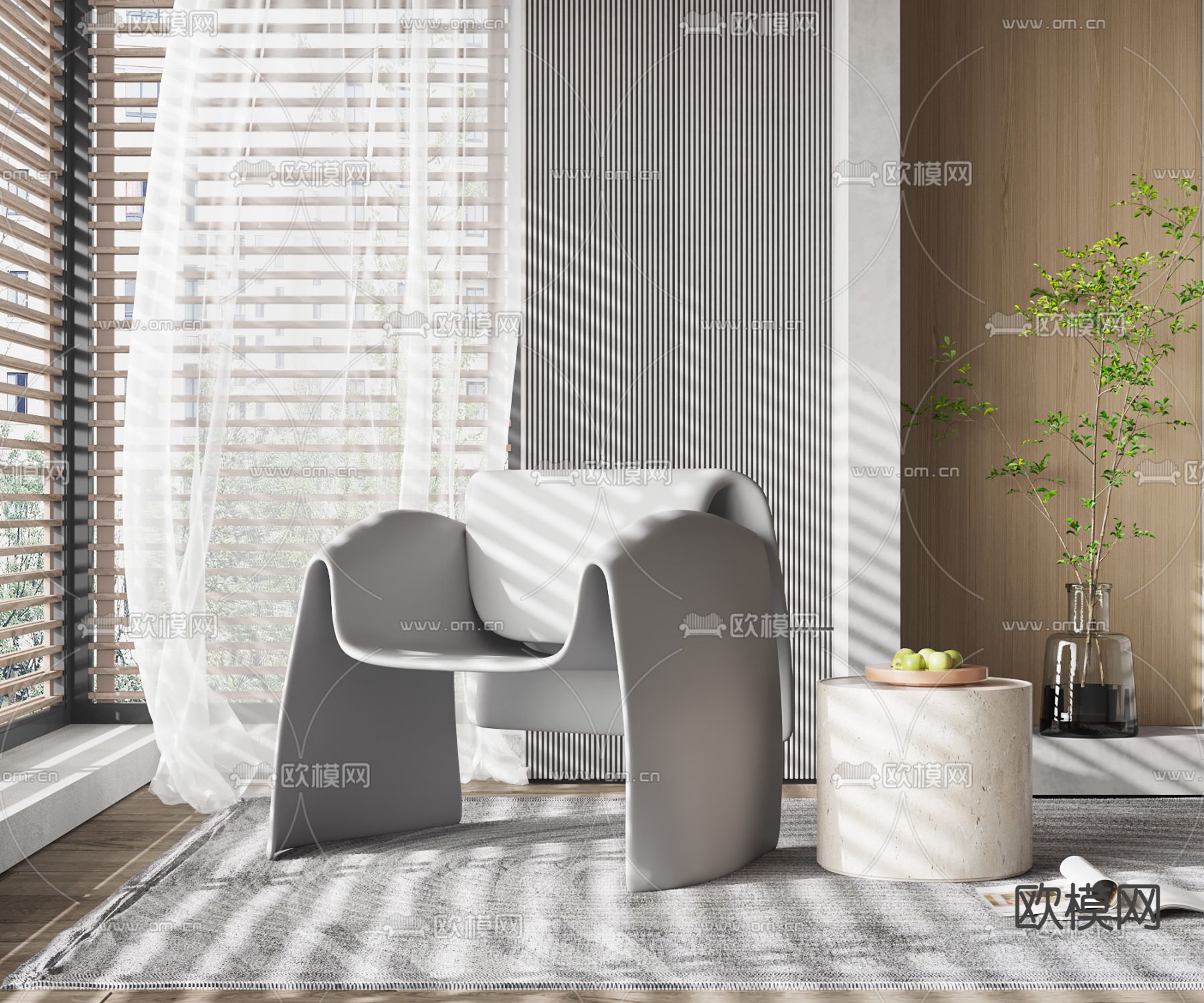 高级灰椅子 螃蟹椅 休闲椅3d模型下载