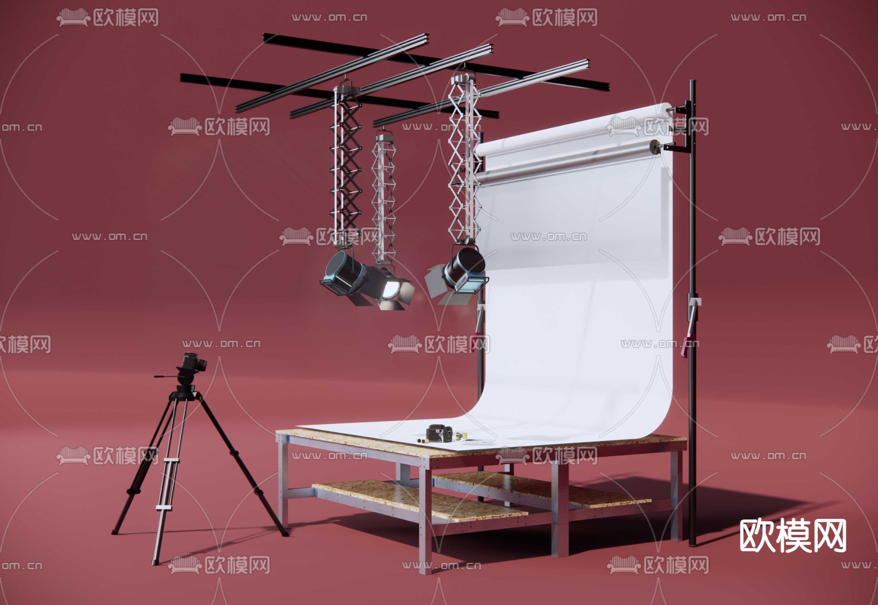 柔光箱 幕布 投光灯su模型下载（渲染图2）