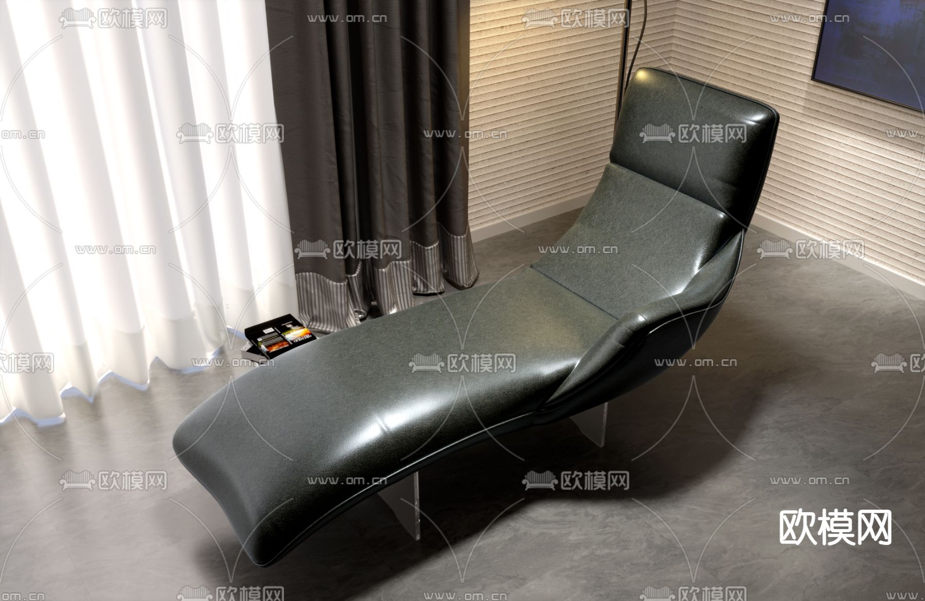 皮革躺椅 阳台椅3d模型下载（渲染图2）