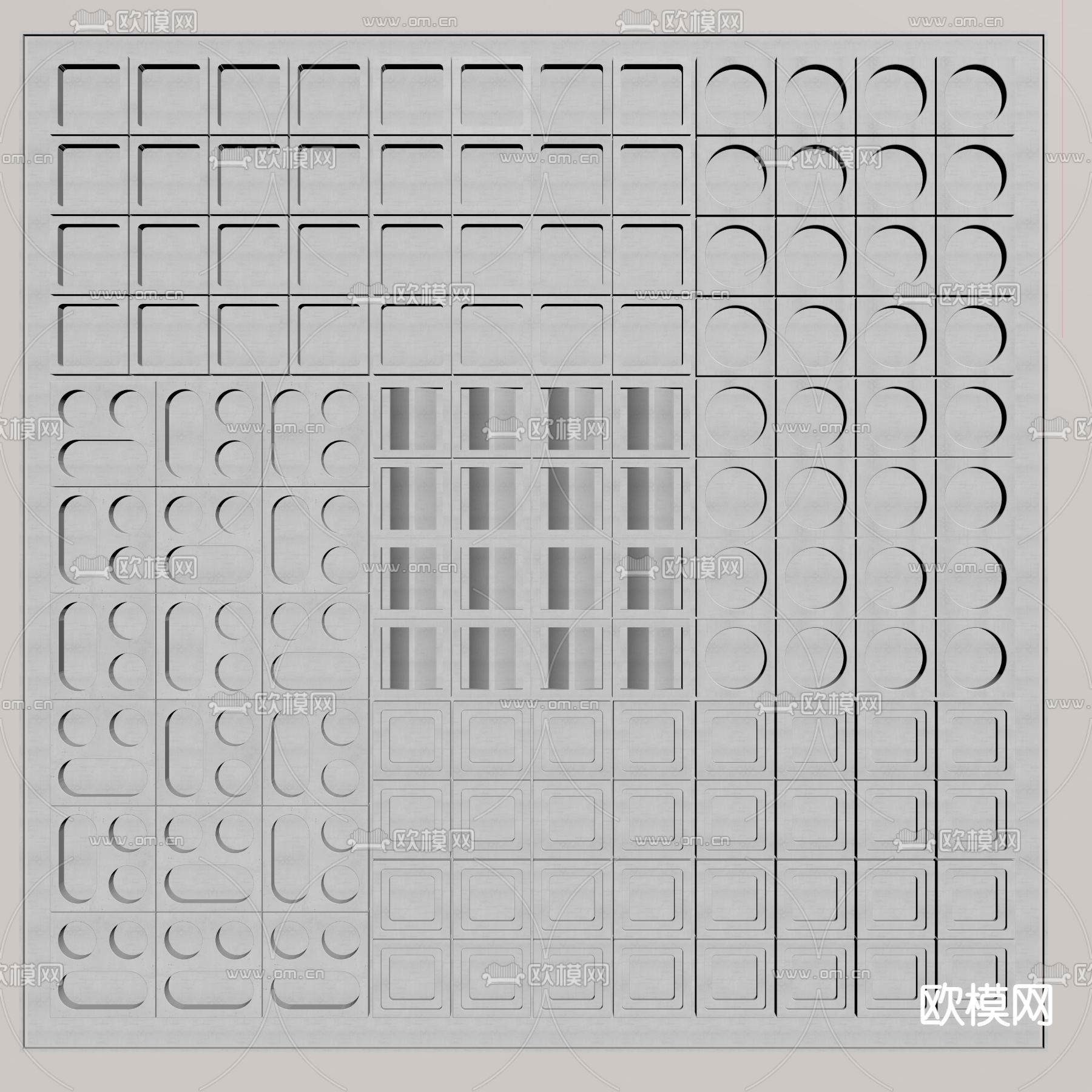 水泥砖隔断 镂空屏风su模型下载（渲染图1）