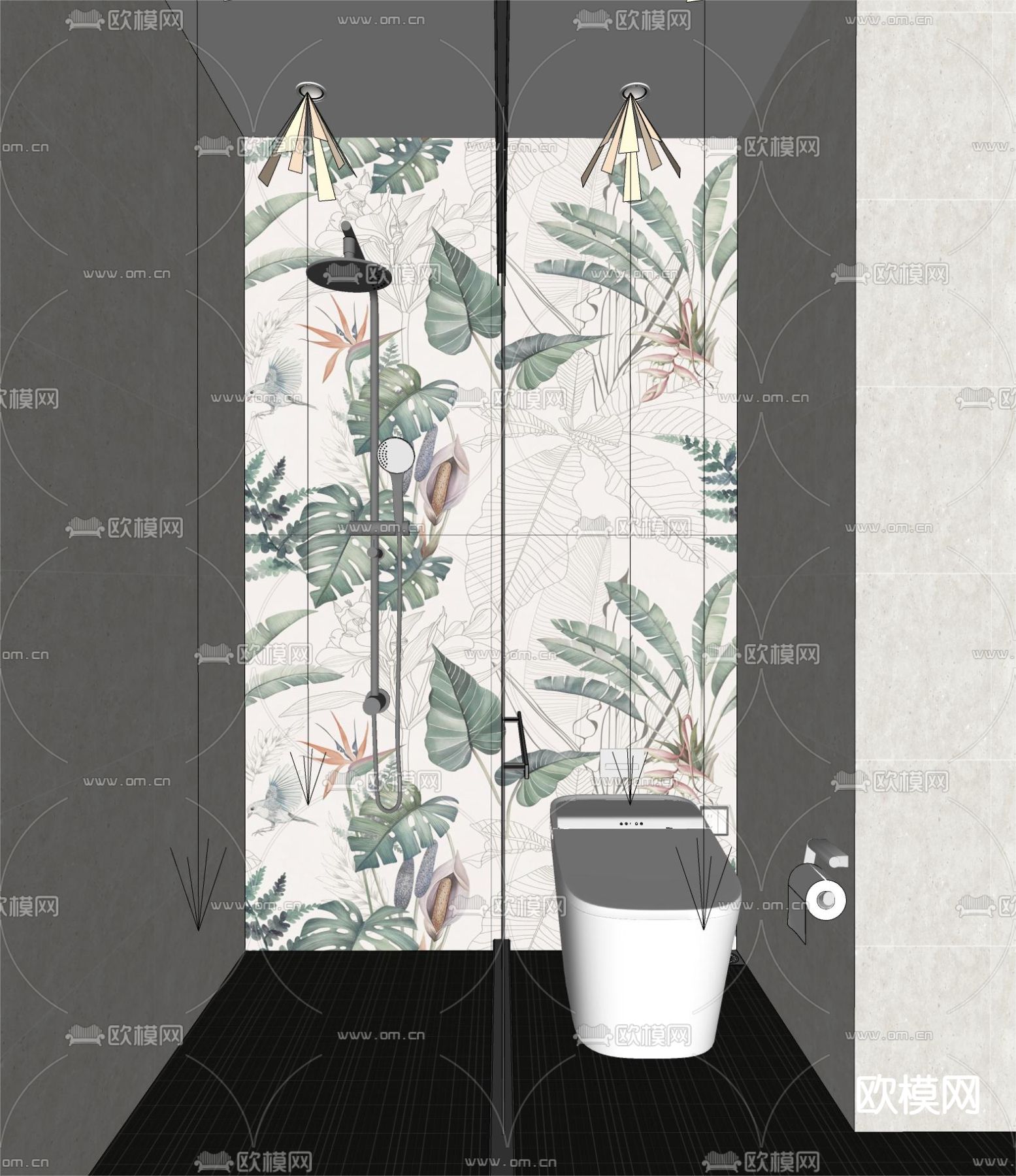 法式卫生间su模型下载（渲染图1）