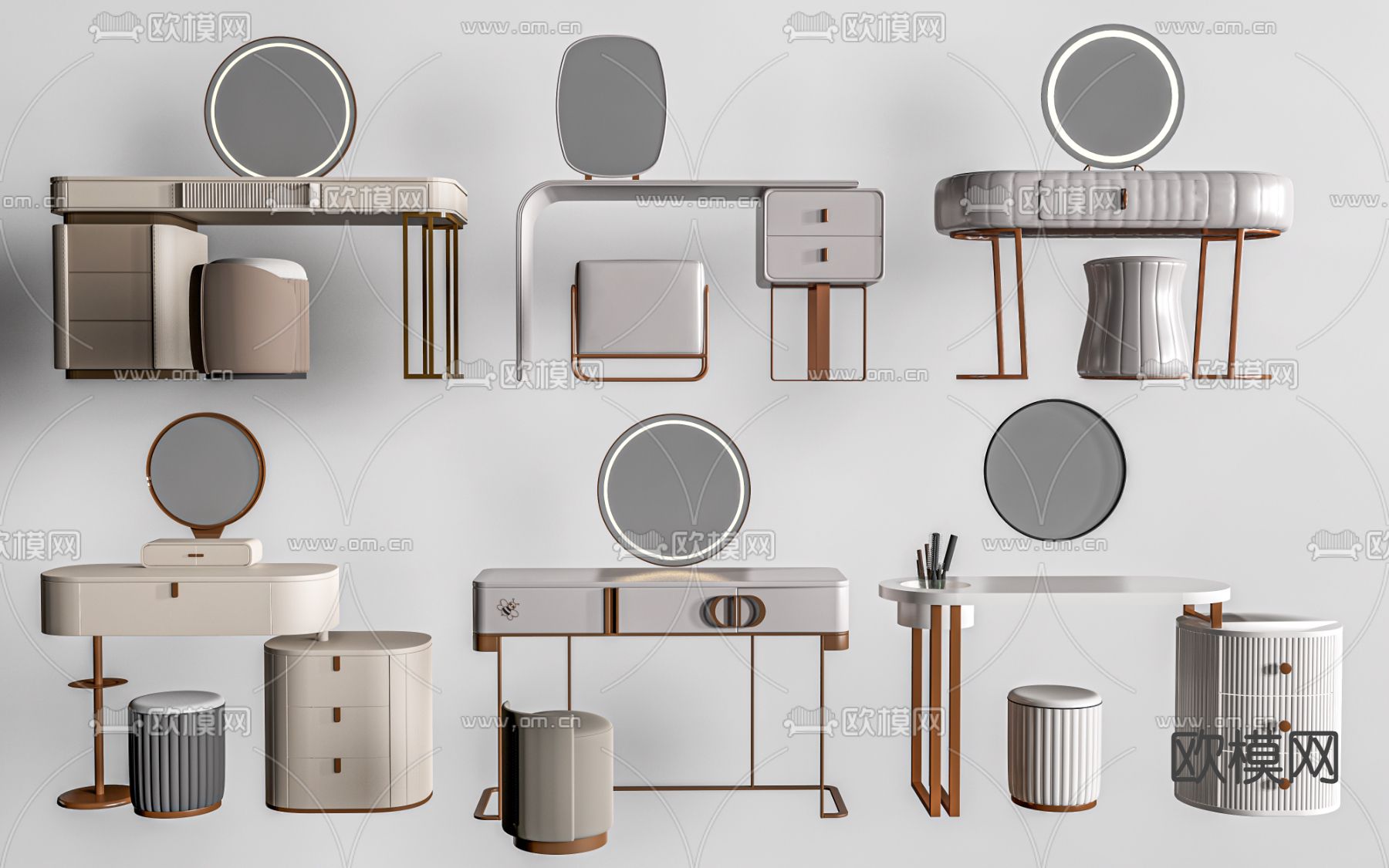 现代梳妆台su模型下载（渲染图2）