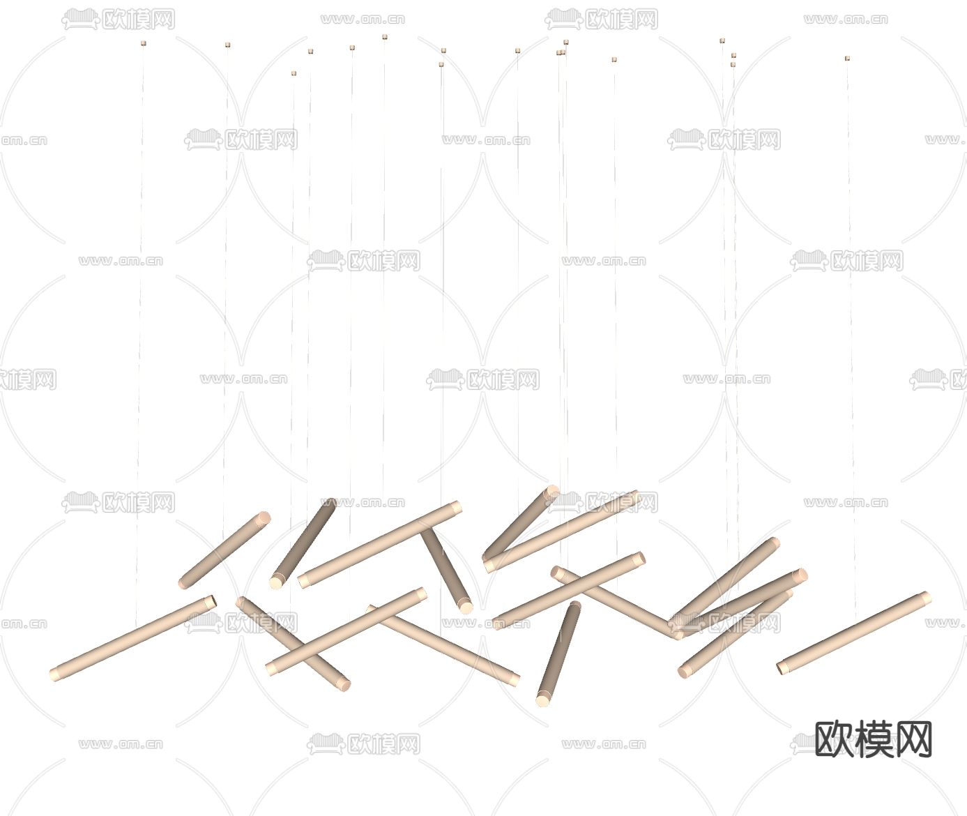Cattelan 吊灯su模型下载（渲染图1）