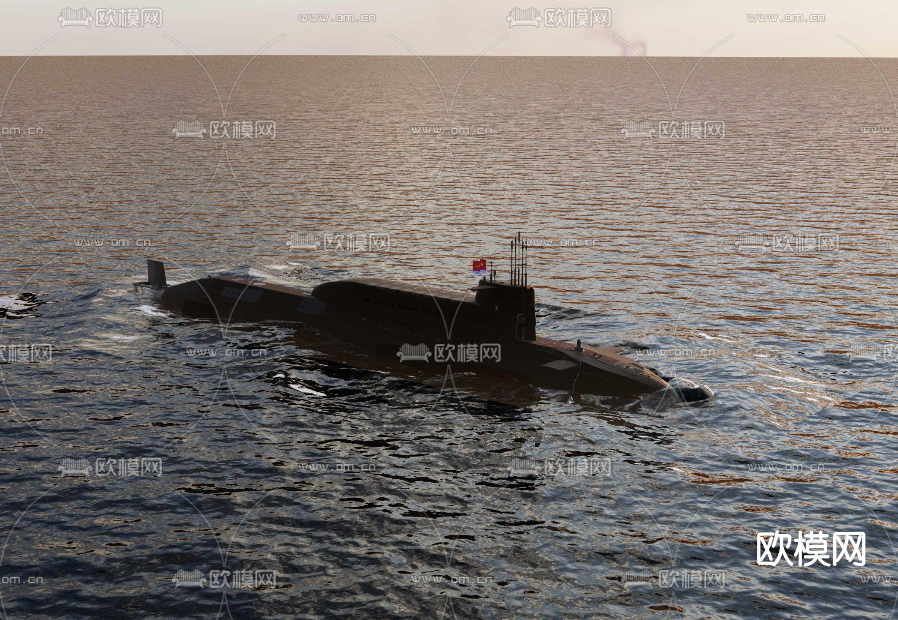 核攻击潜艇su模型下载（渲染图2）