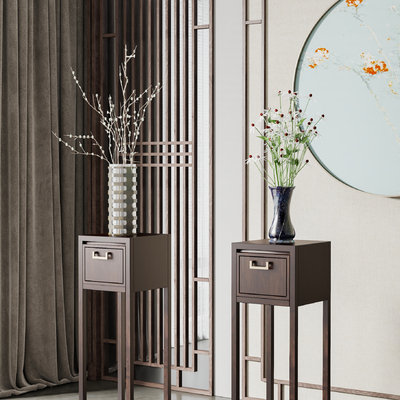  新中式花几su模型 