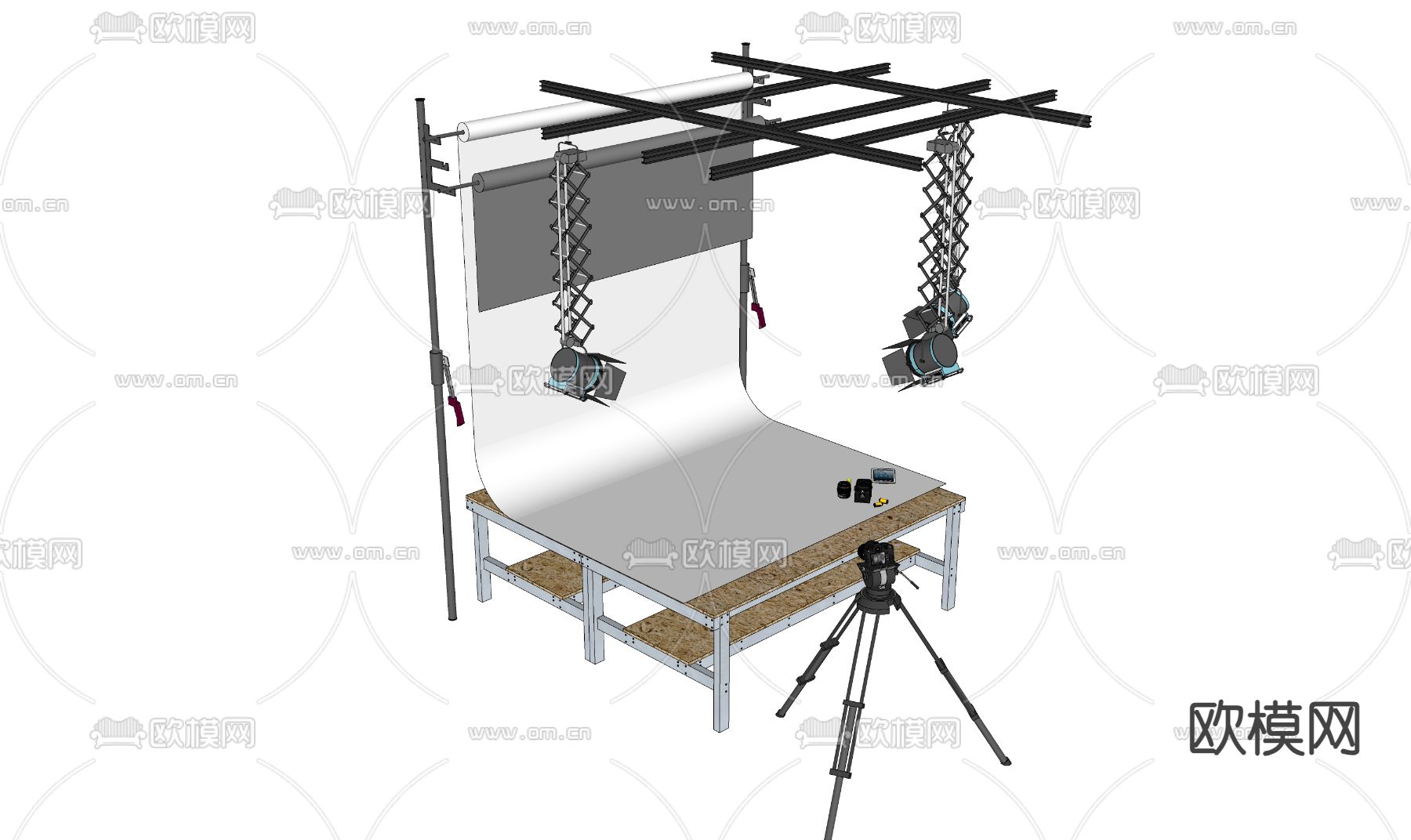 柔光箱 幕布 投光灯su模型下载（渲染图1）