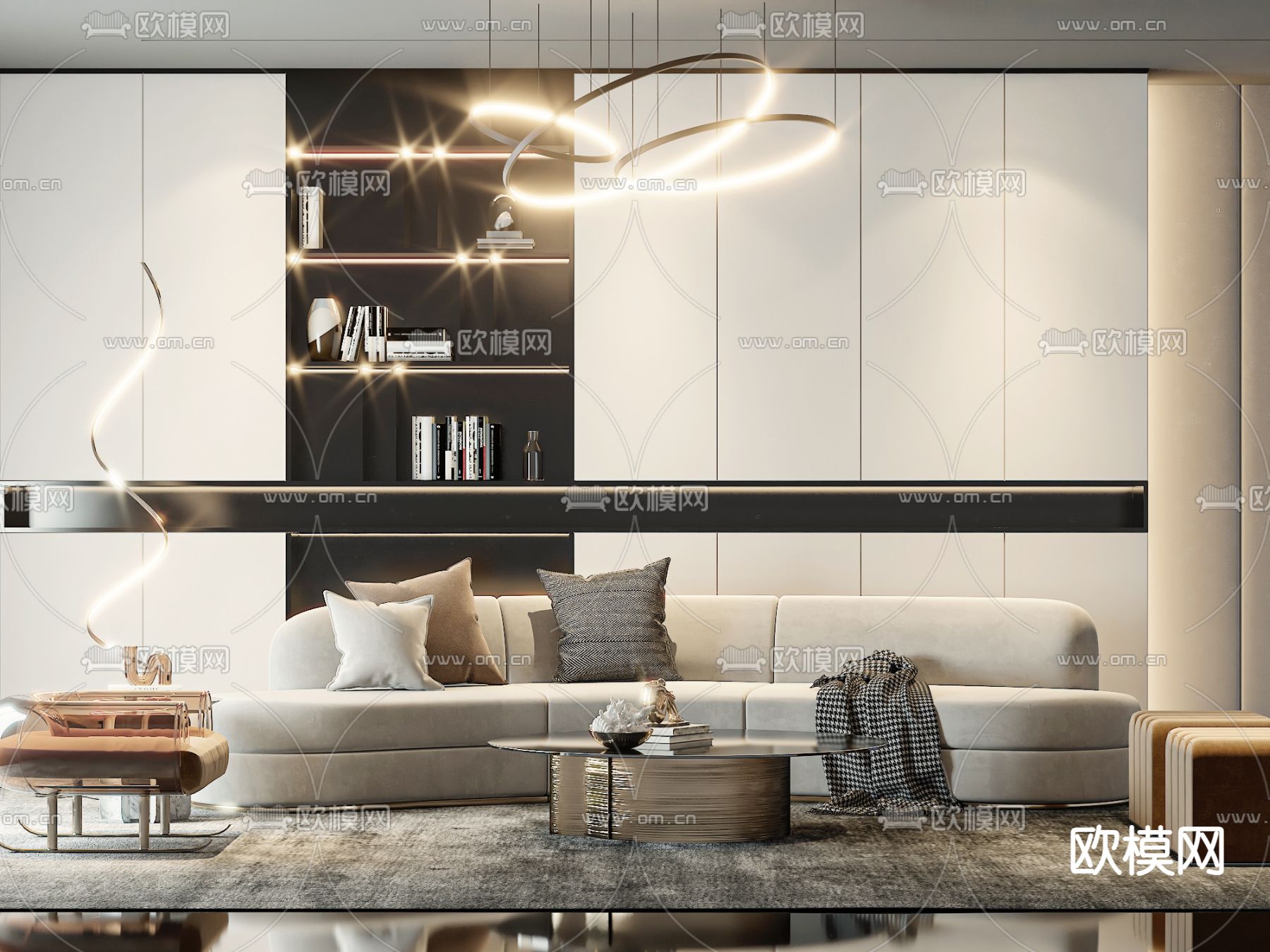 轻奢组合沙发3d模型下载