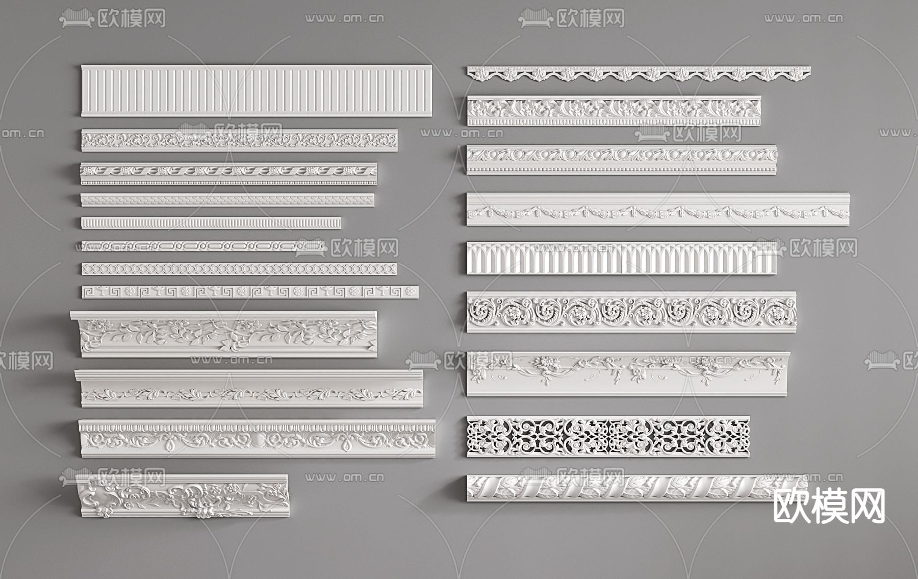 欧式线条 石膏线条 雕花线条3d模型下载