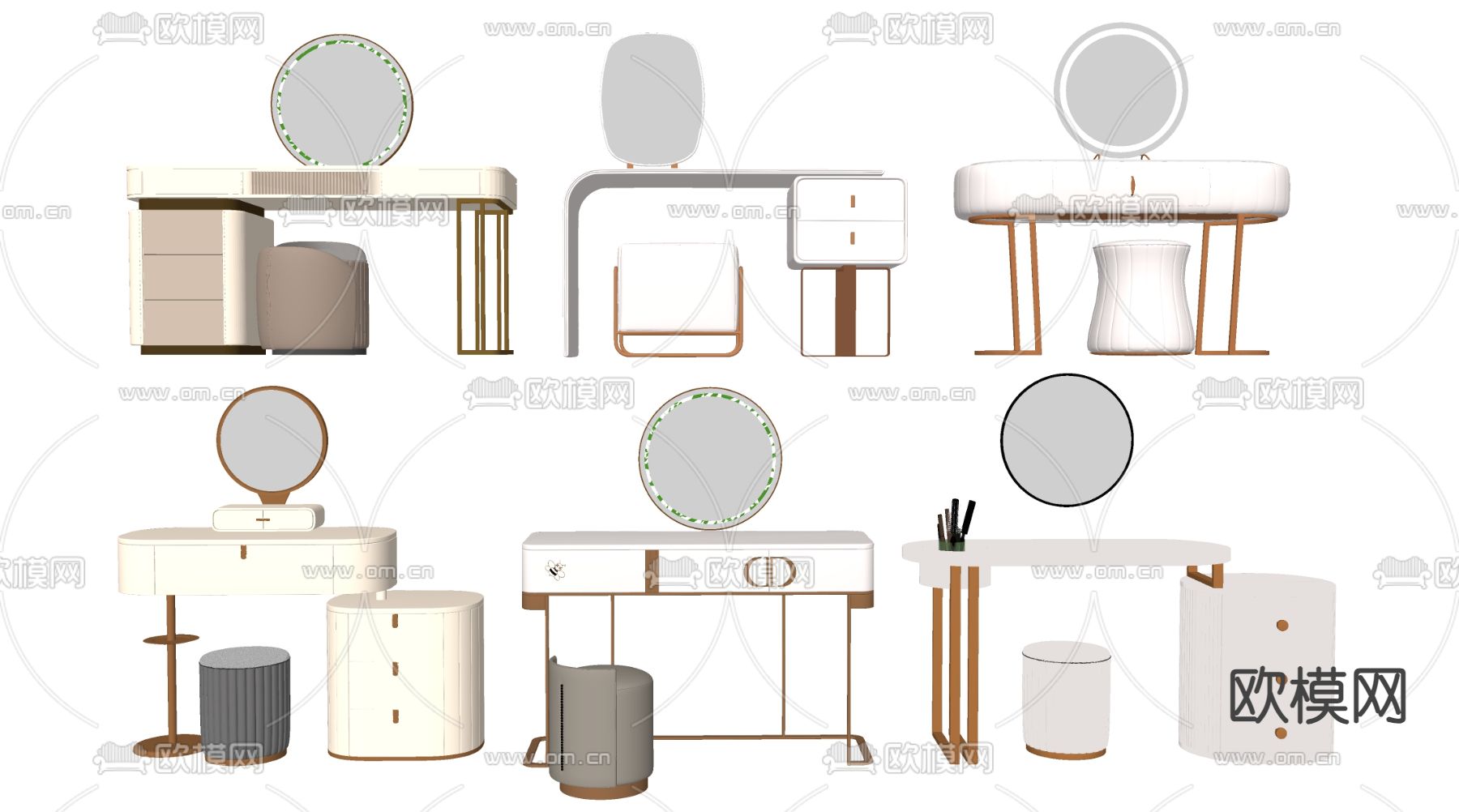 现代梳妆台su模型下载（渲染图1）