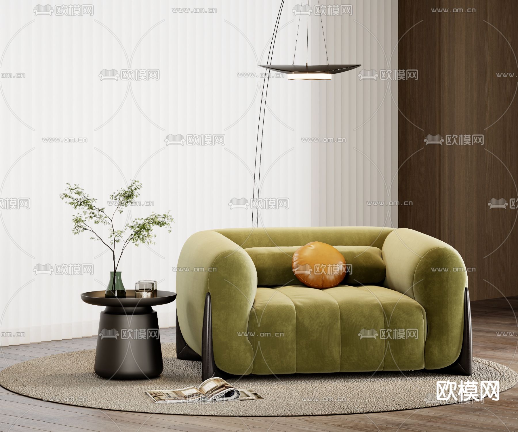 绿色沙发 休闲沙发3d模型下载