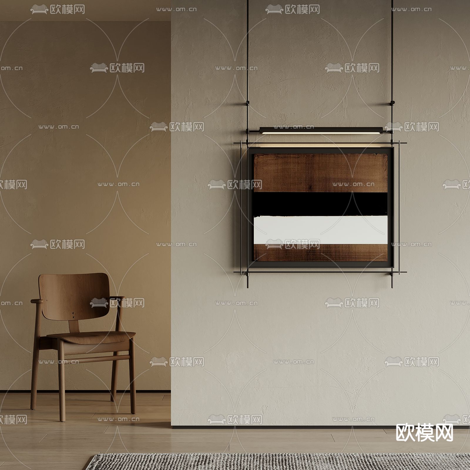 中古风装饰画su模型下载（渲染图2）