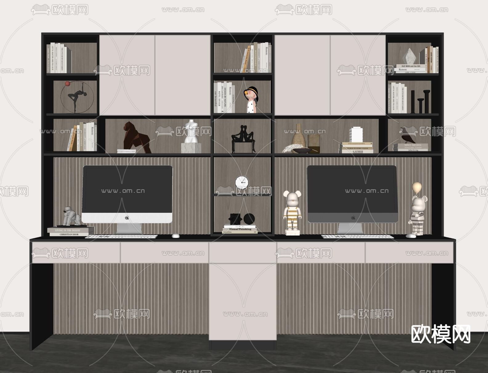 现代书桌su模型下载（渲染图1）