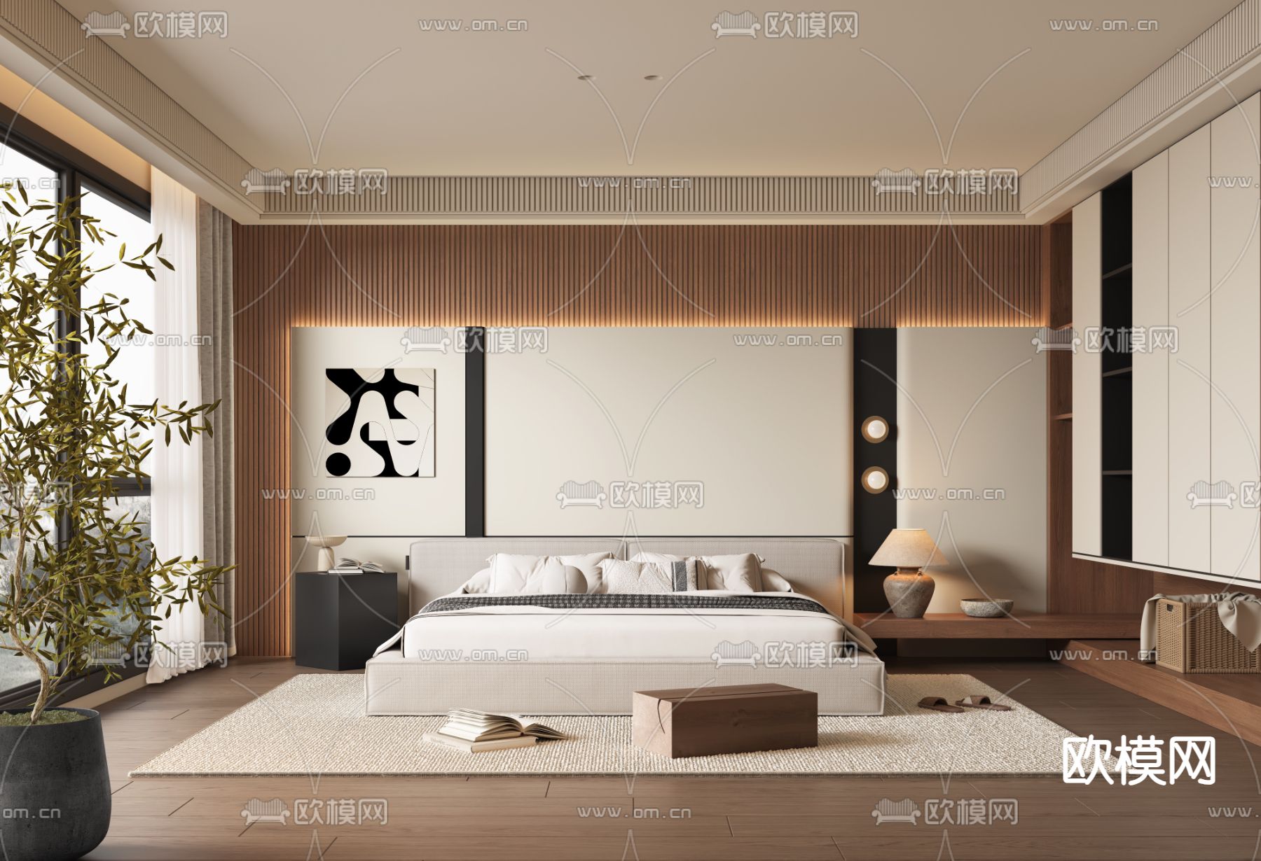 中古风卧室 主人房su模型下载（渲染图2）