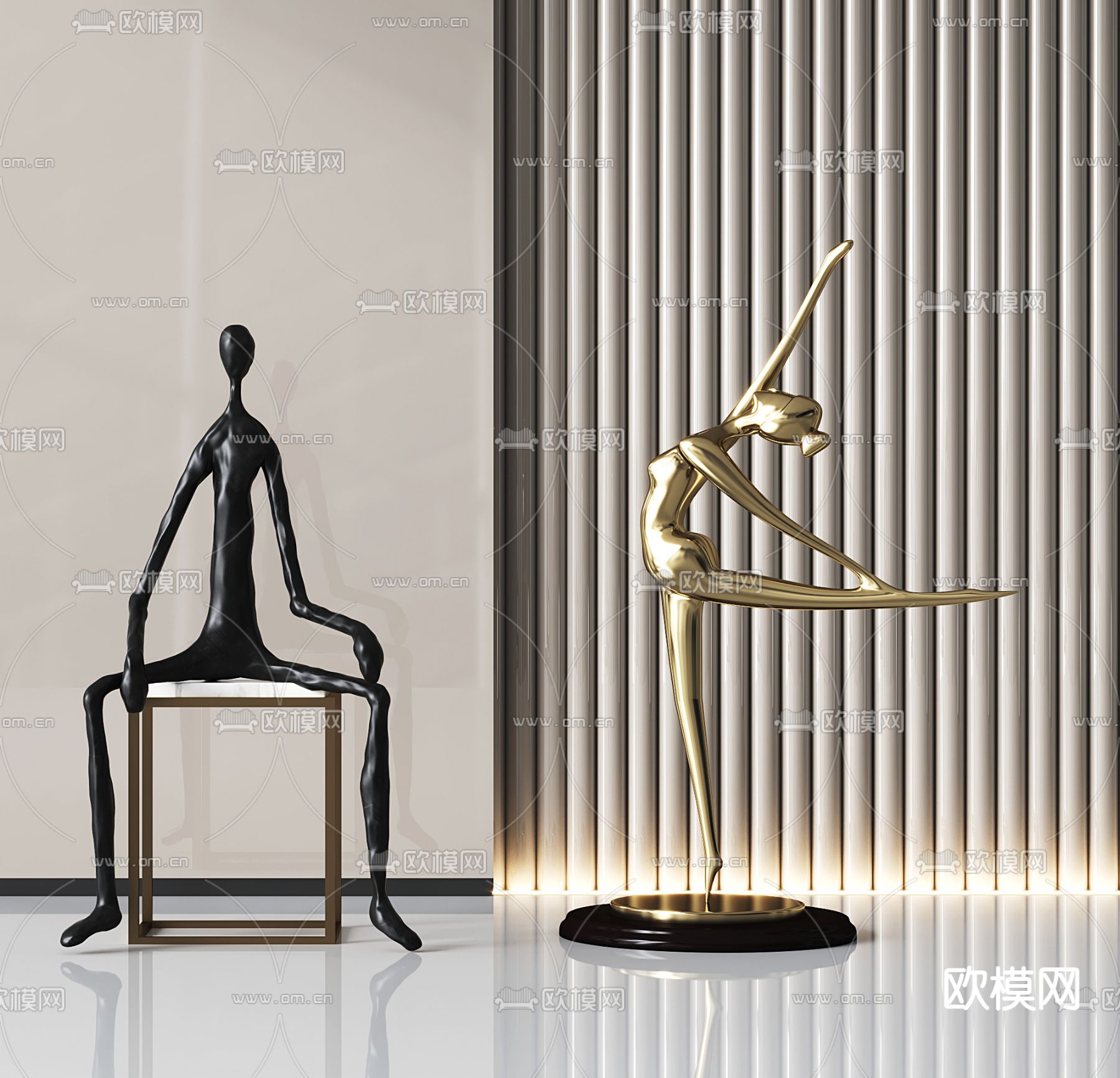 舞者雕塑 人形摆件3d模型下载