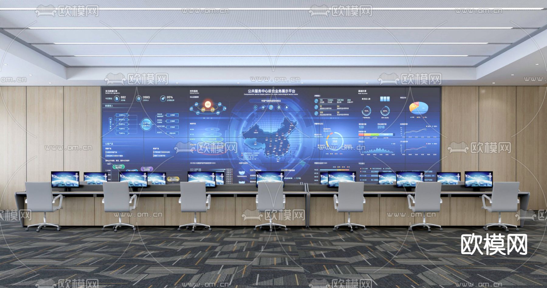 监控室 控制室3d模型下载