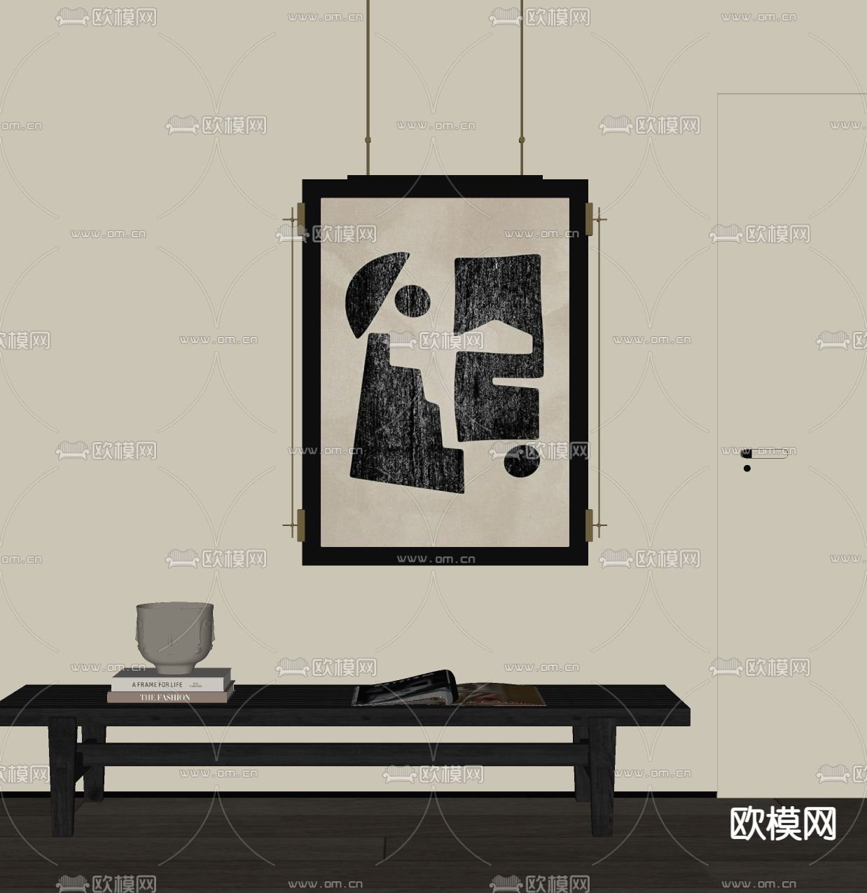 侘寂风装饰画 挂画su模型