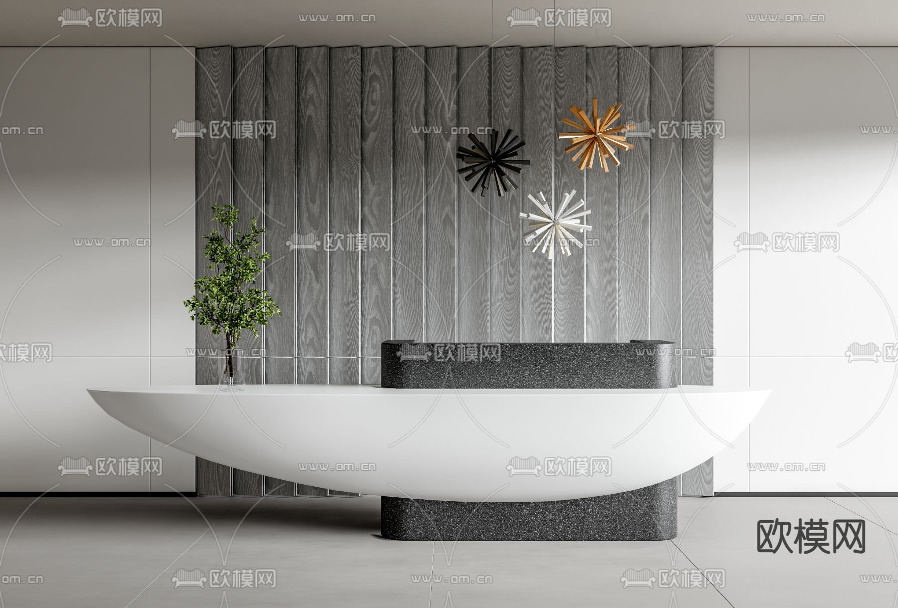 高级灰前台 接待台 服务台 咨询台3d模型下载