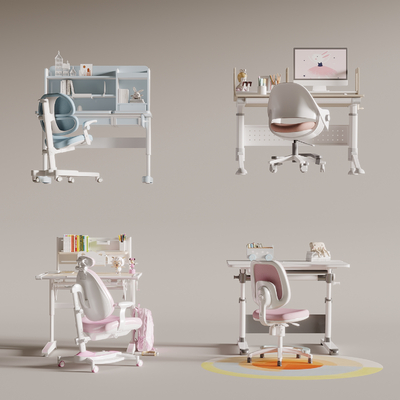  儿童书桌椅su模型 