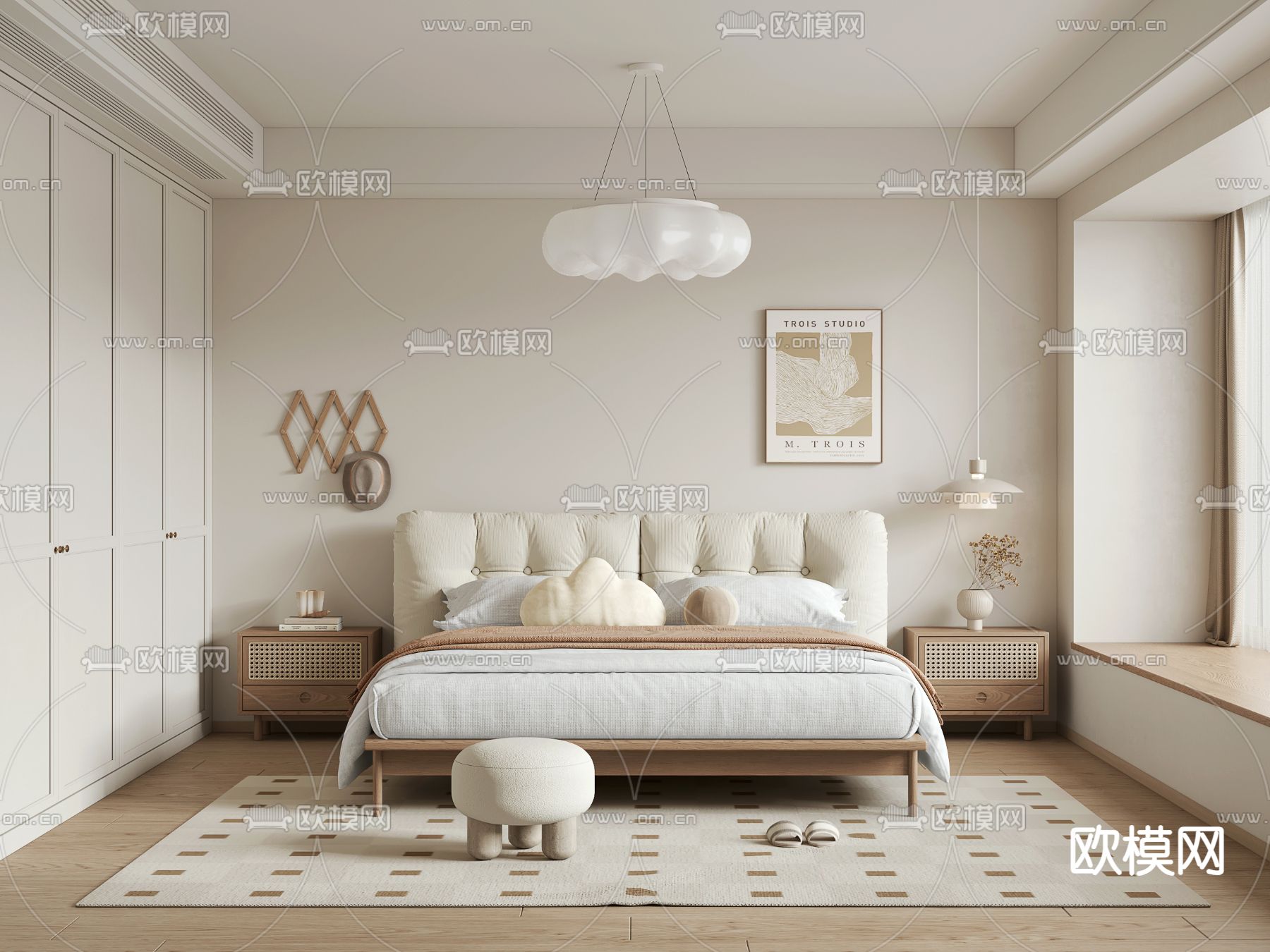北欧卧室 主卧 主人房3d模型下载
