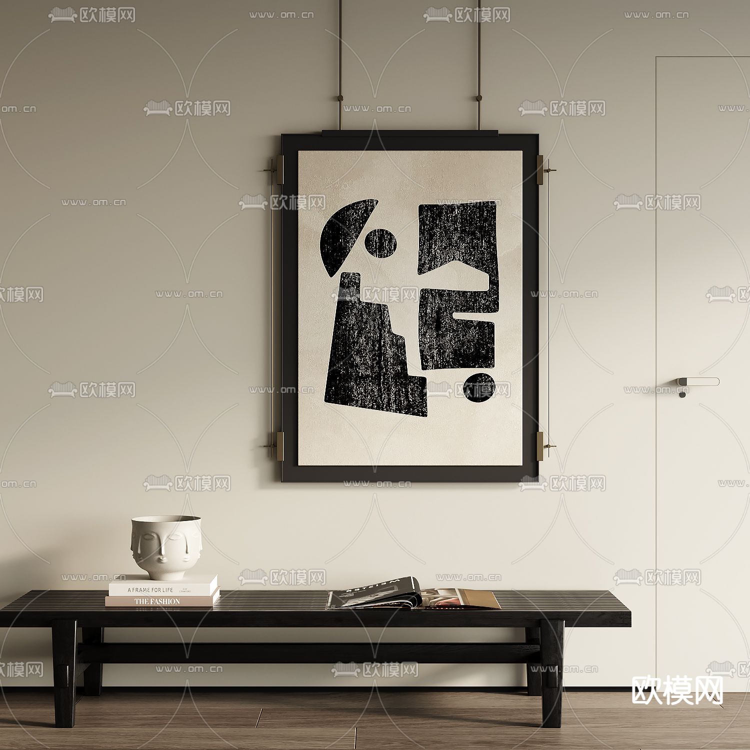 侘寂风装饰画 挂画su模型