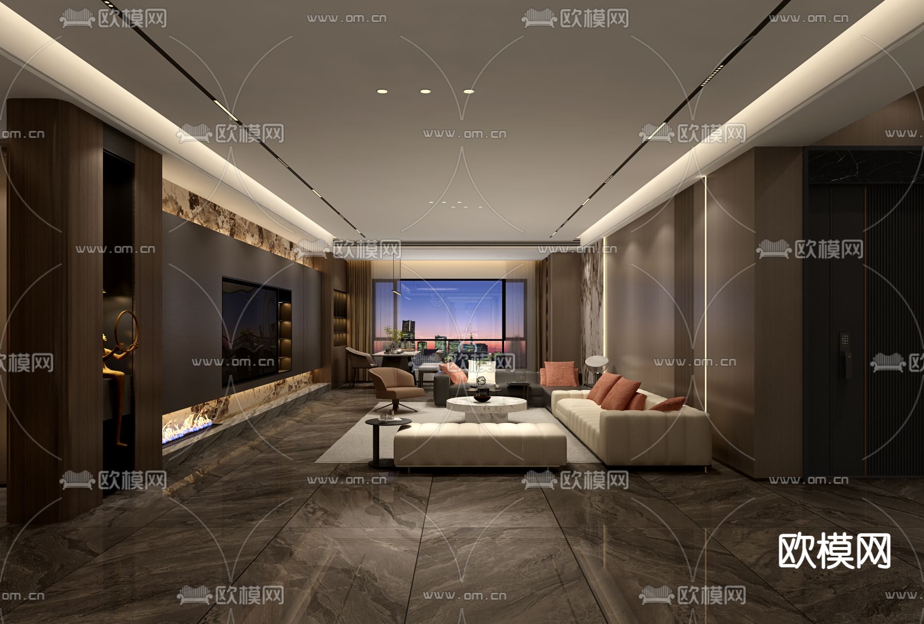 意式客餐厅3d模型下载（渲染图1）