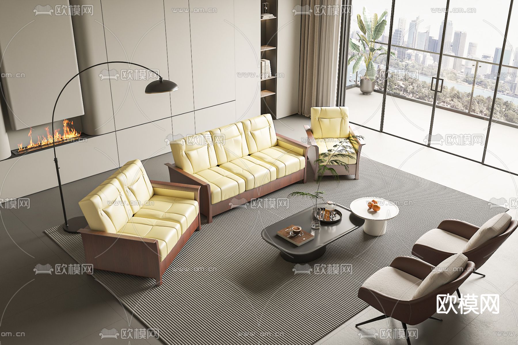 组合沙发 办公沙发3d模型下载