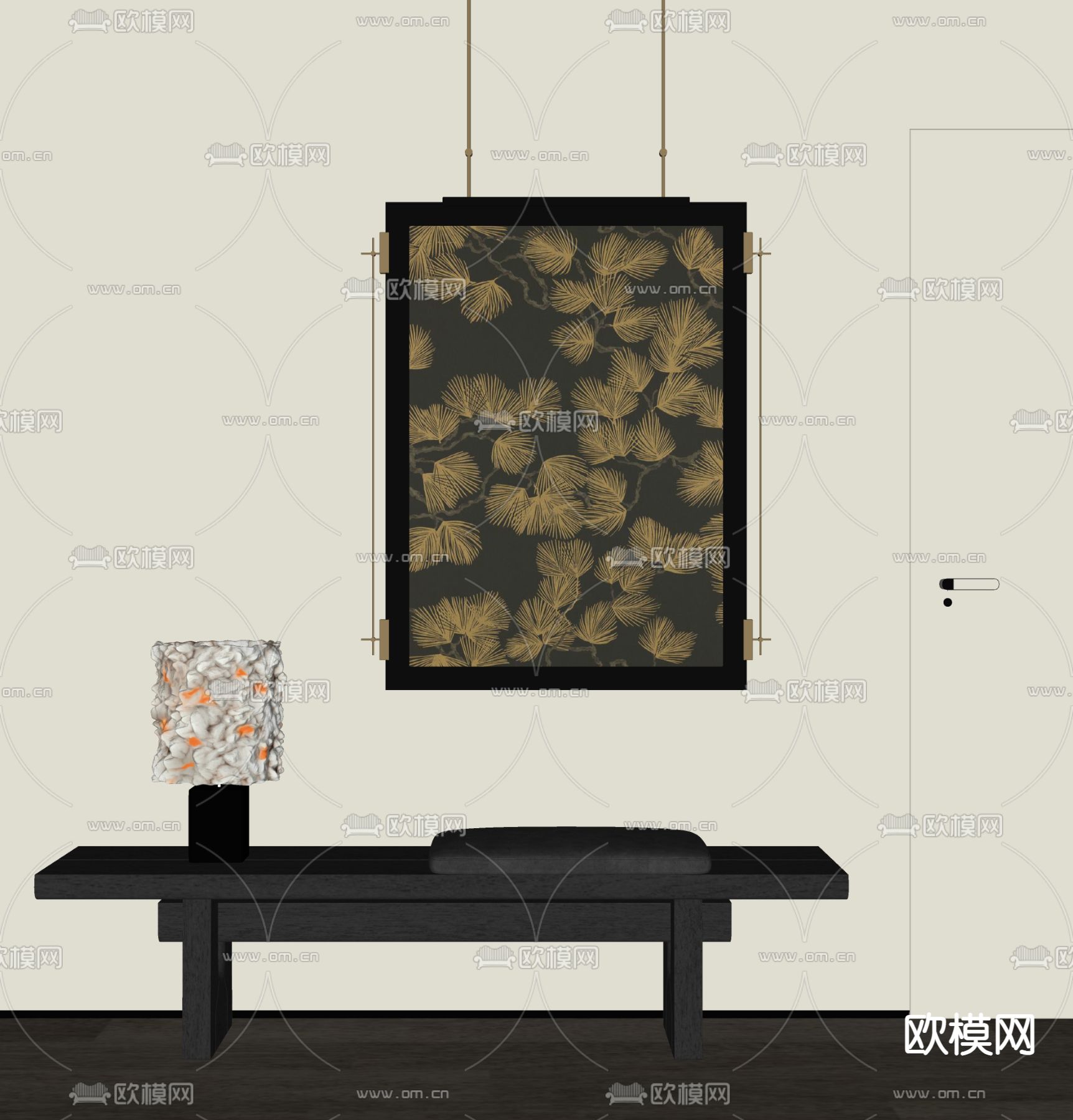 新中式装饰画 挂画su模型