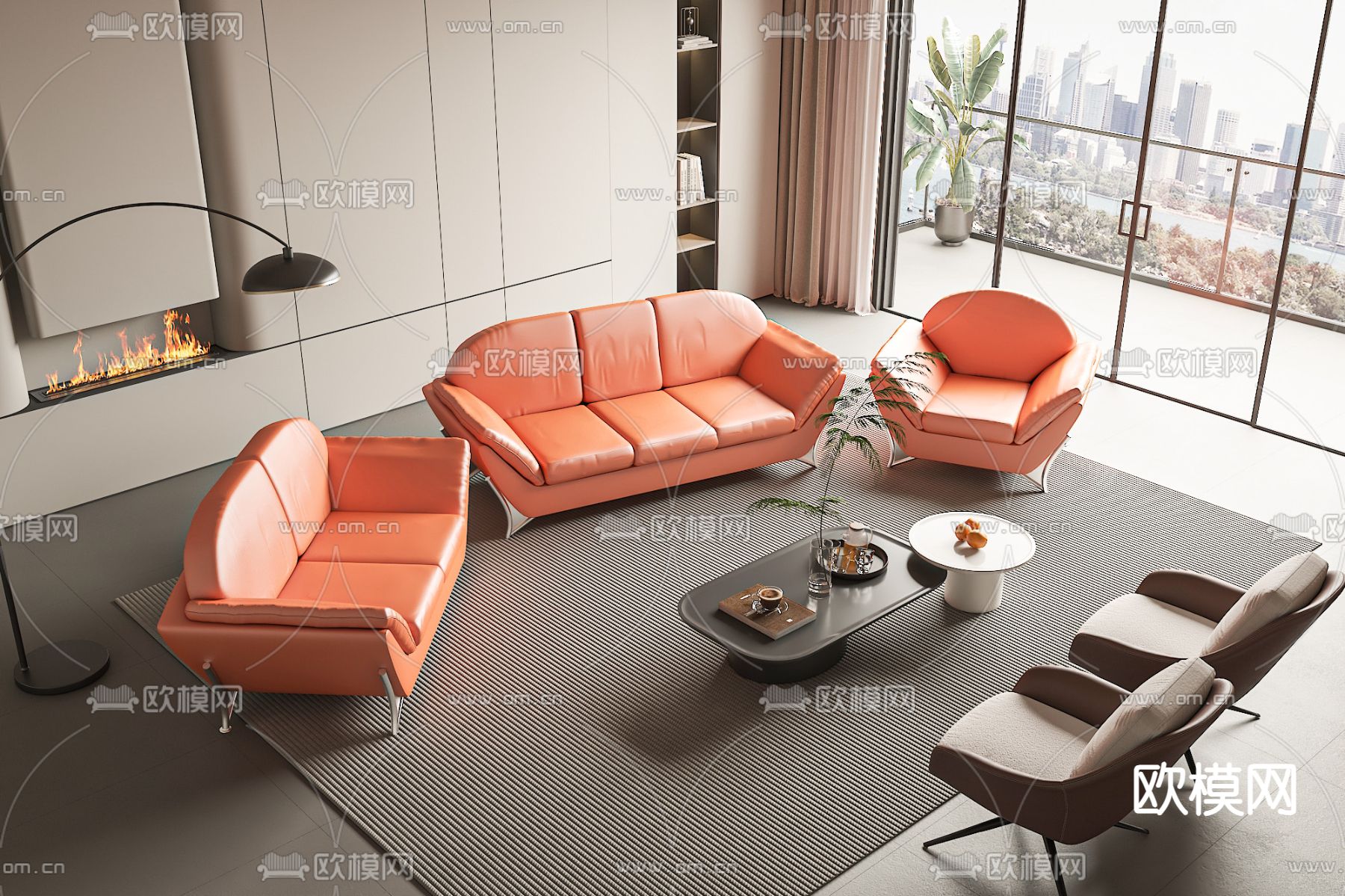 组合沙发 办公沙发3d模型下载