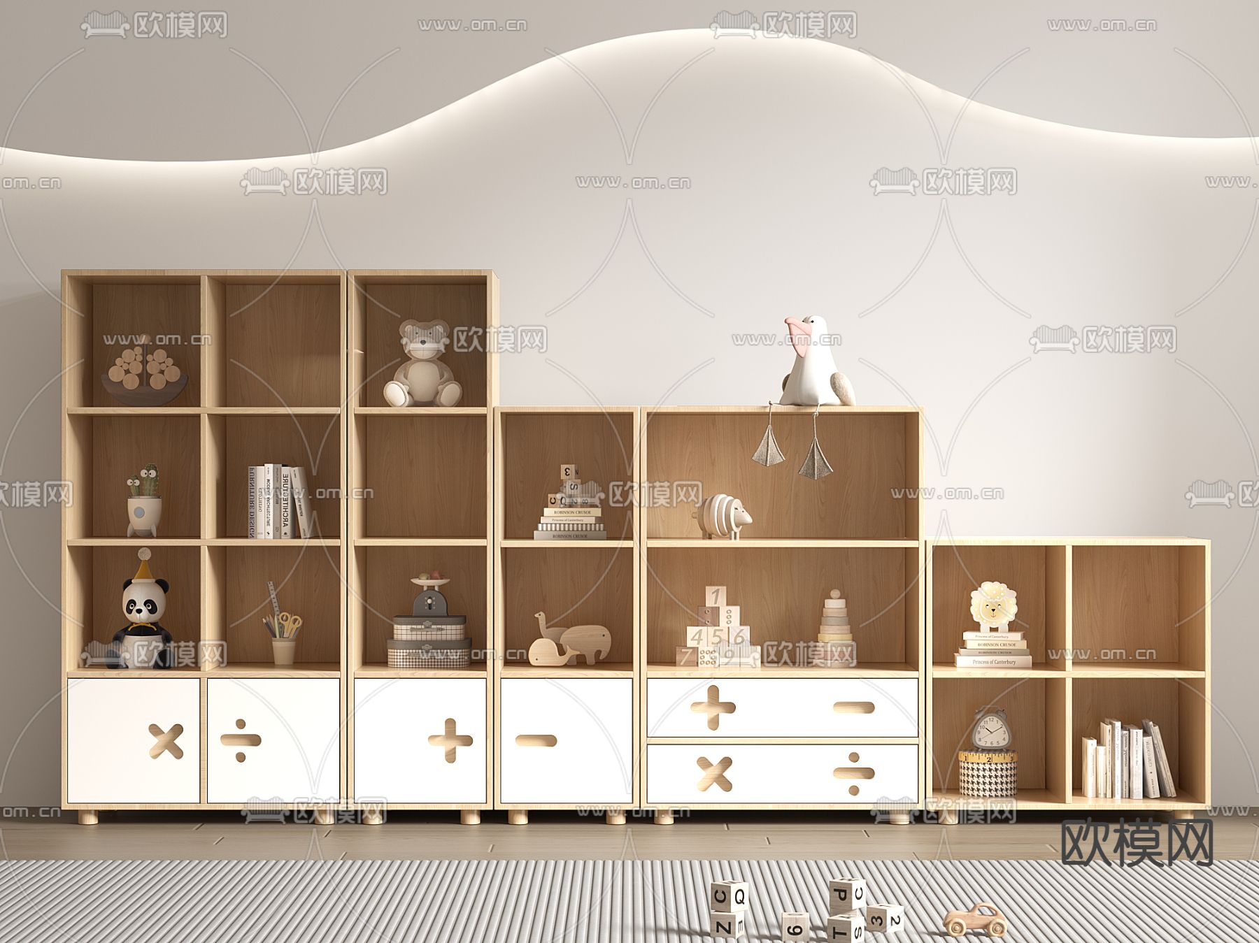 儿童书柜 收纳柜3d模型下载