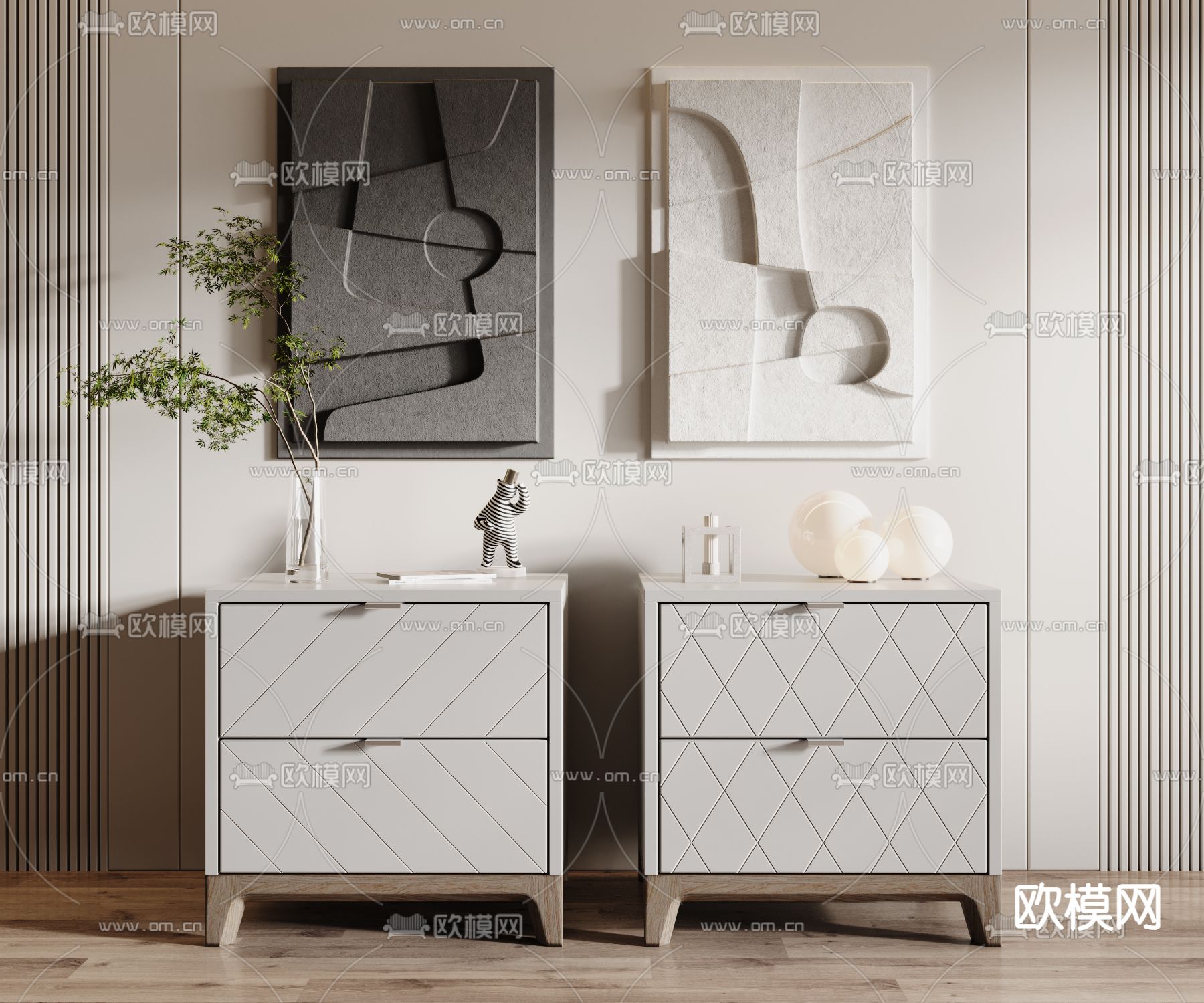 北欧床头柜3d模型下载