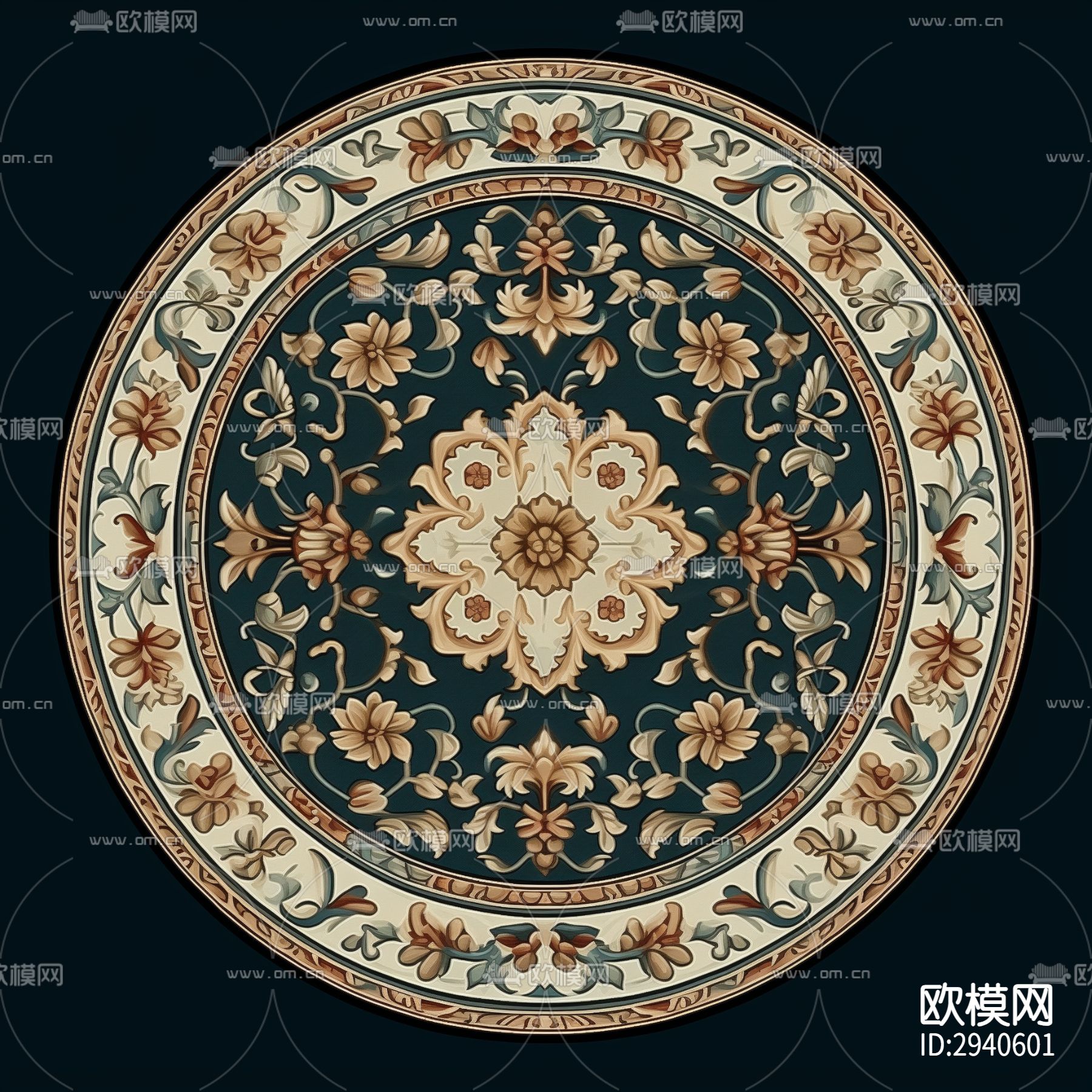 欧式圆形地毯贴图下载