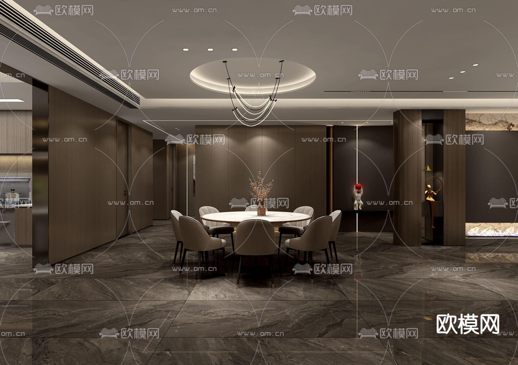 意式客餐厅3d模型下载（渲染图2）