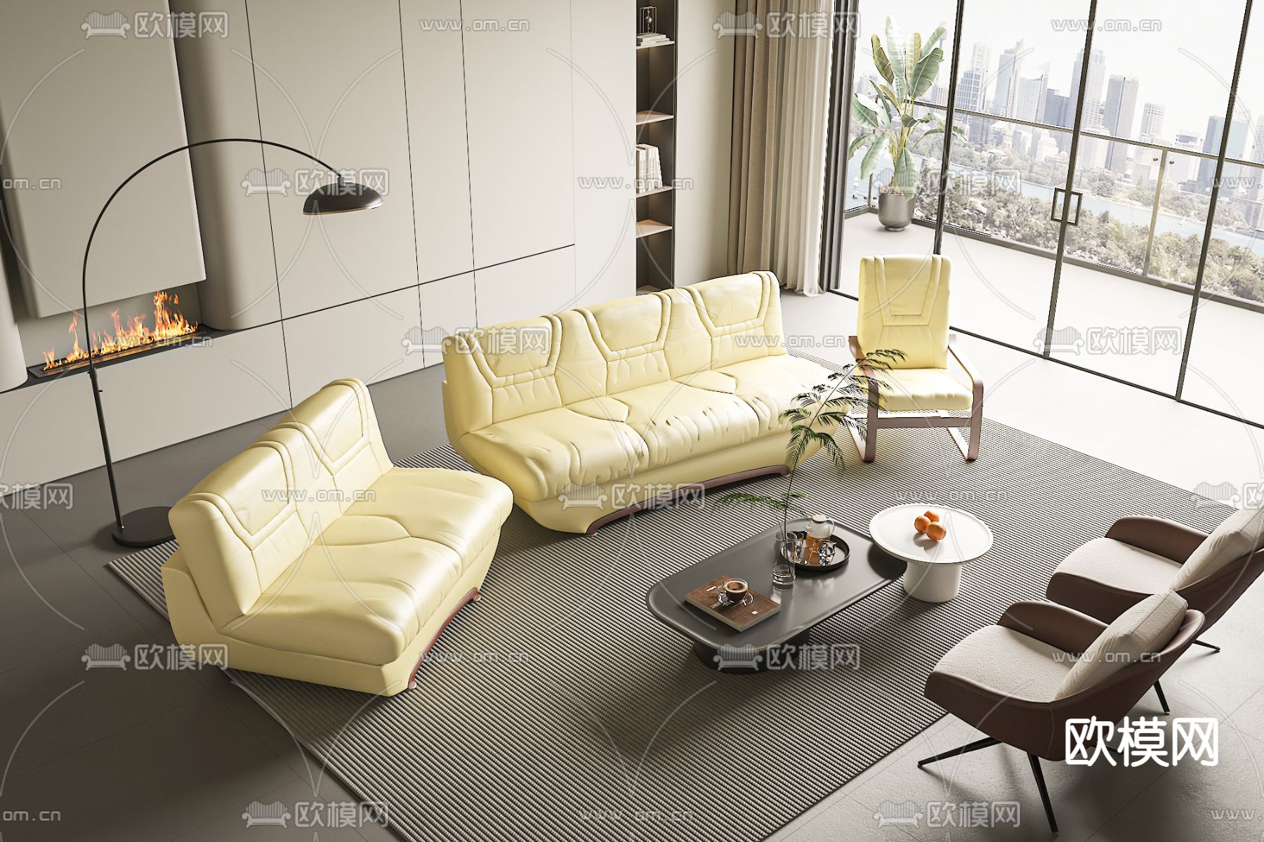 组合沙发 办公沙发3d模型下载