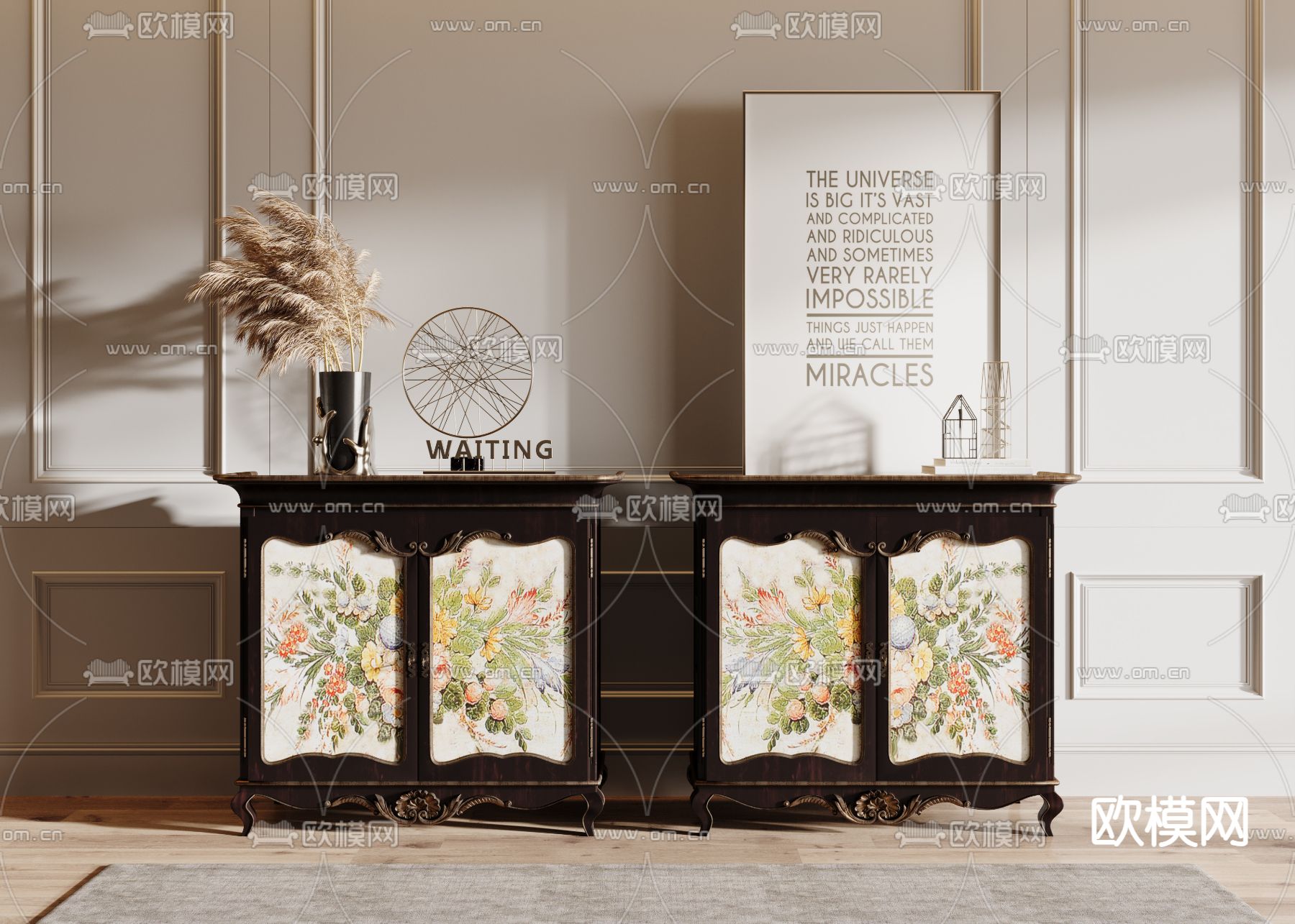 欧式床头柜3d模型下载