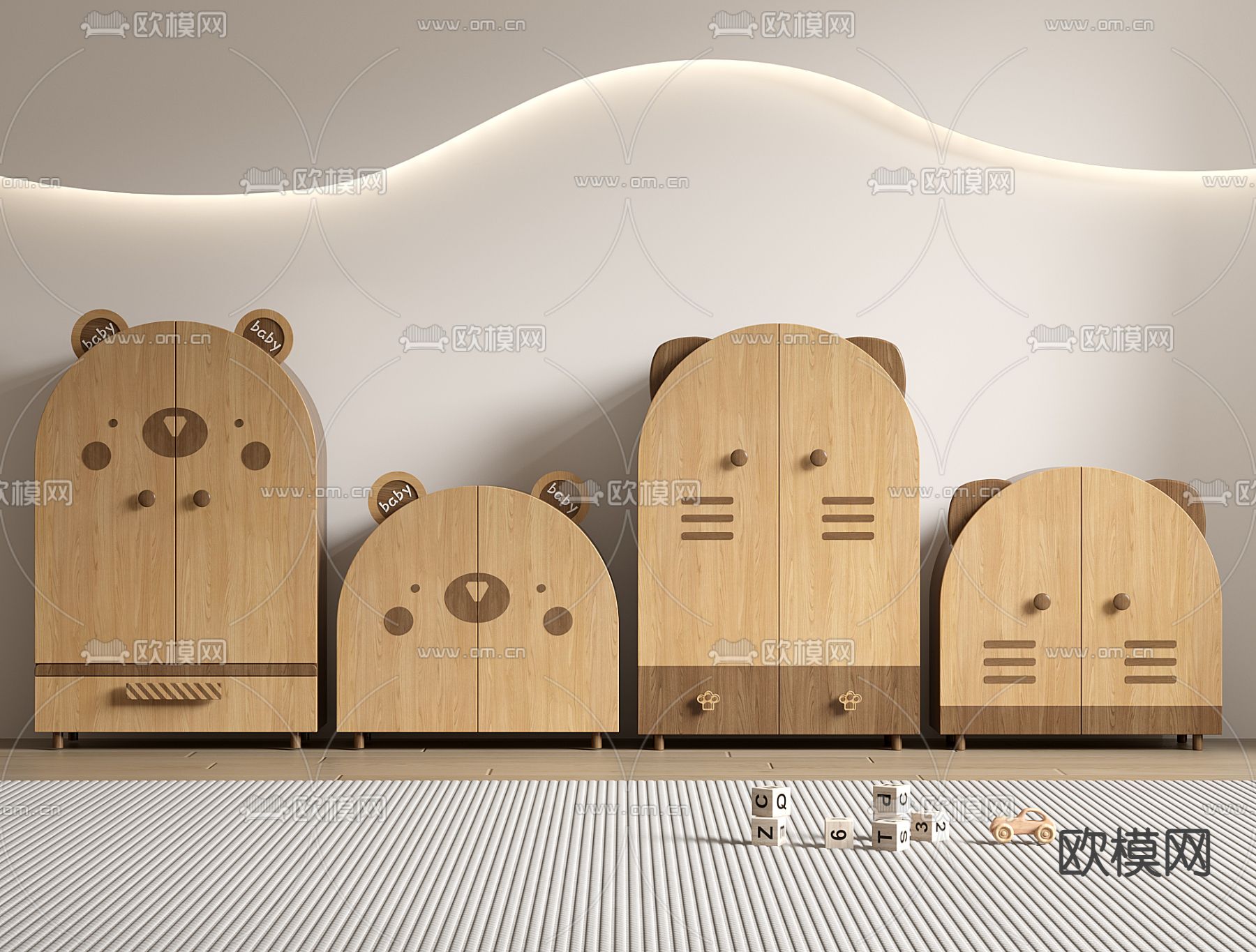 儿童柜 卡通收纳柜3d模型下载