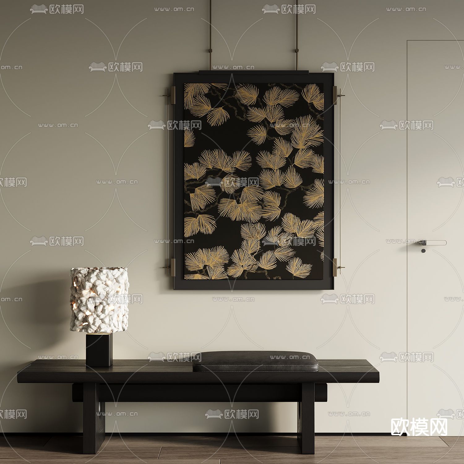 新中式装饰画 挂画su模型