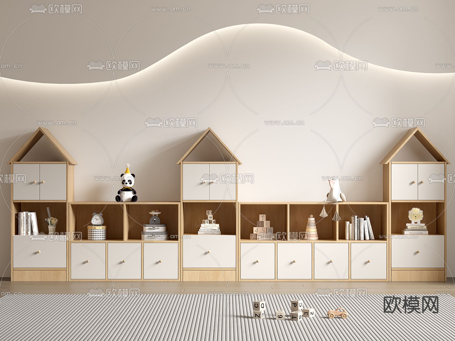 儿童书柜 收纳柜3d模型下载