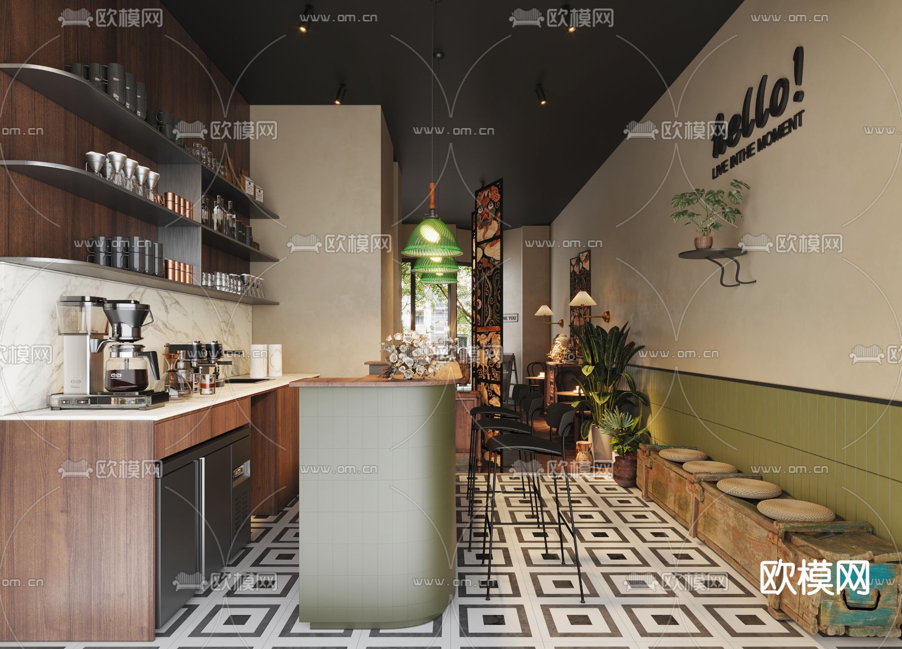 咖啡厅 咖啡操作台 吧台3d模型下载