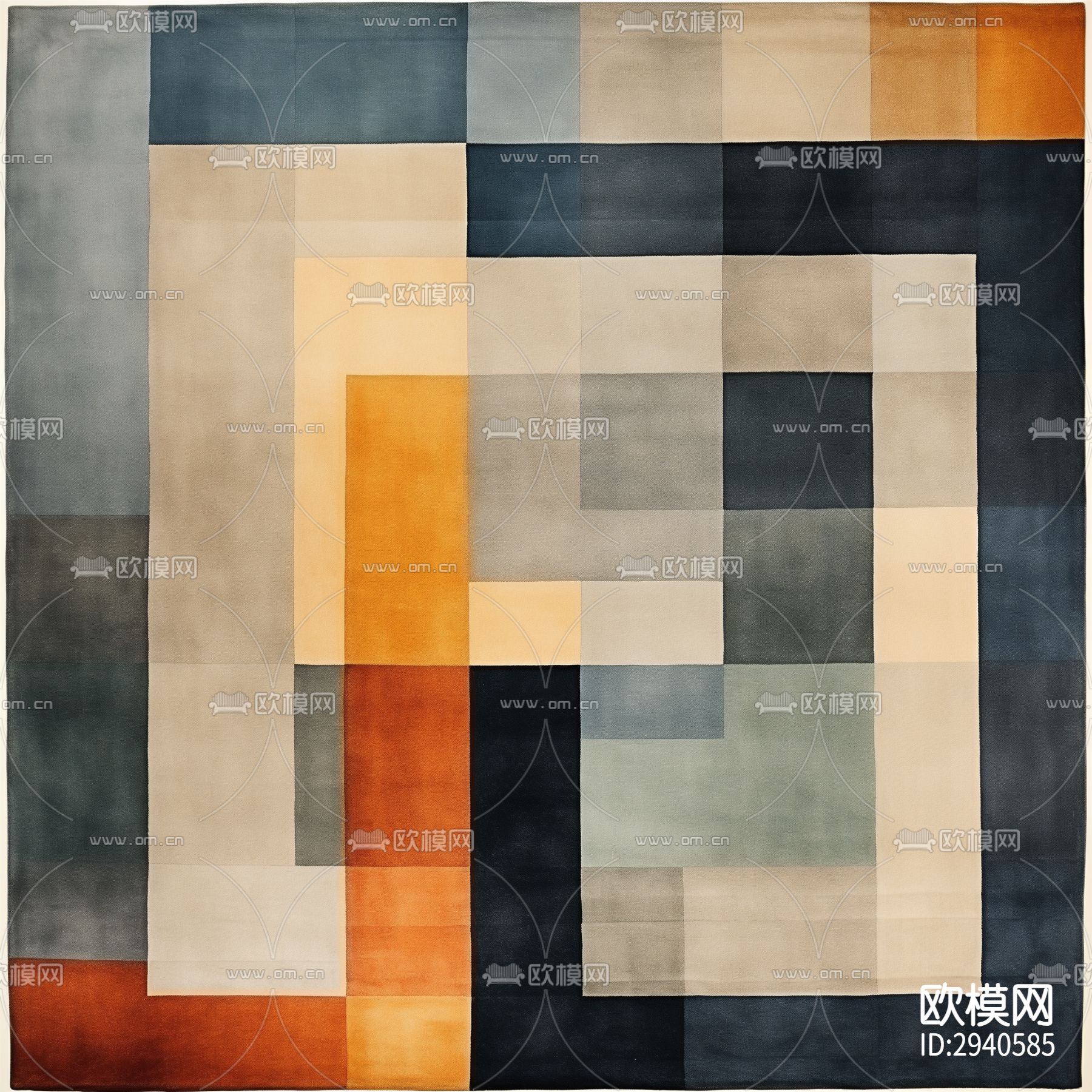 现代方形地毯贴图下载