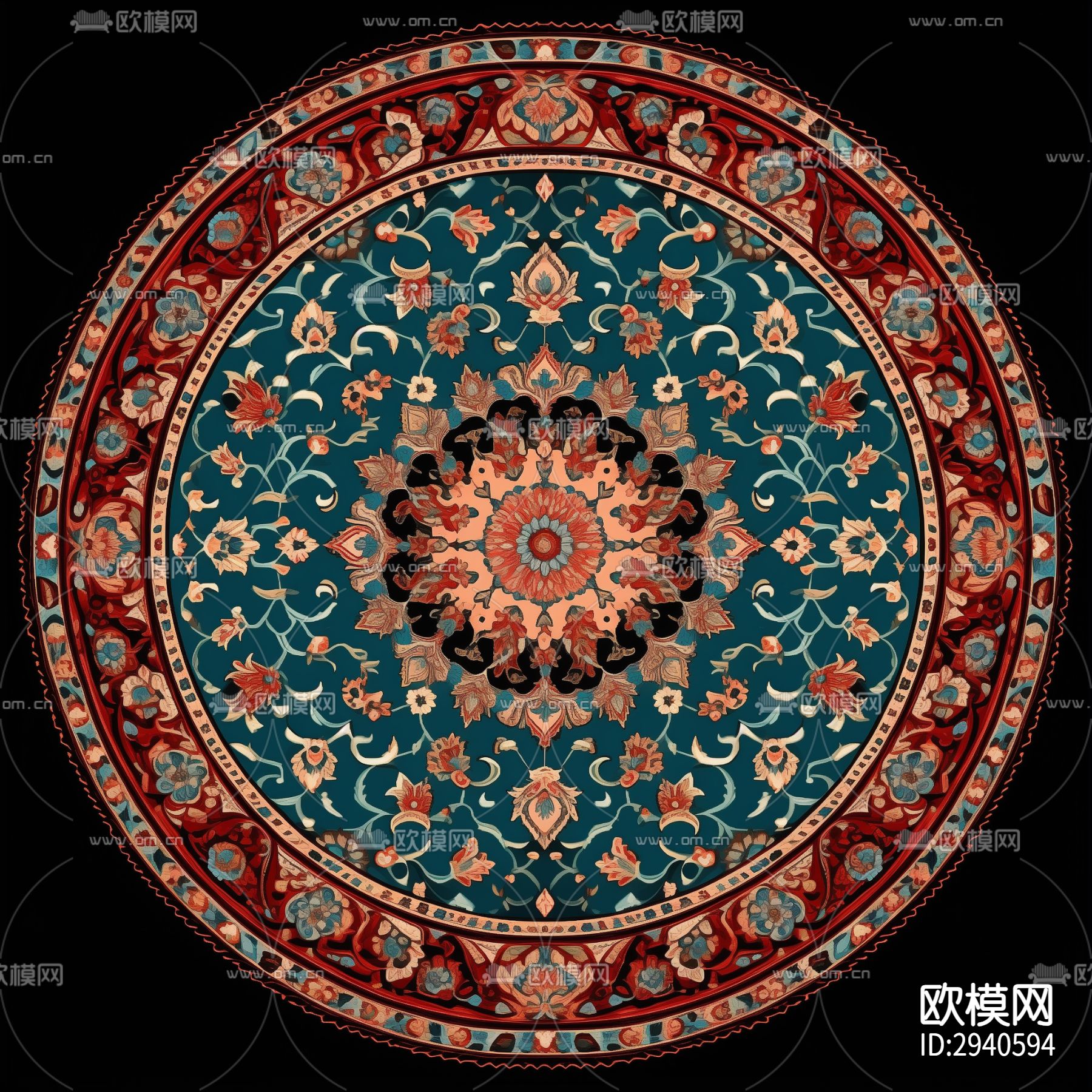 欧式圆形地毯贴图下载