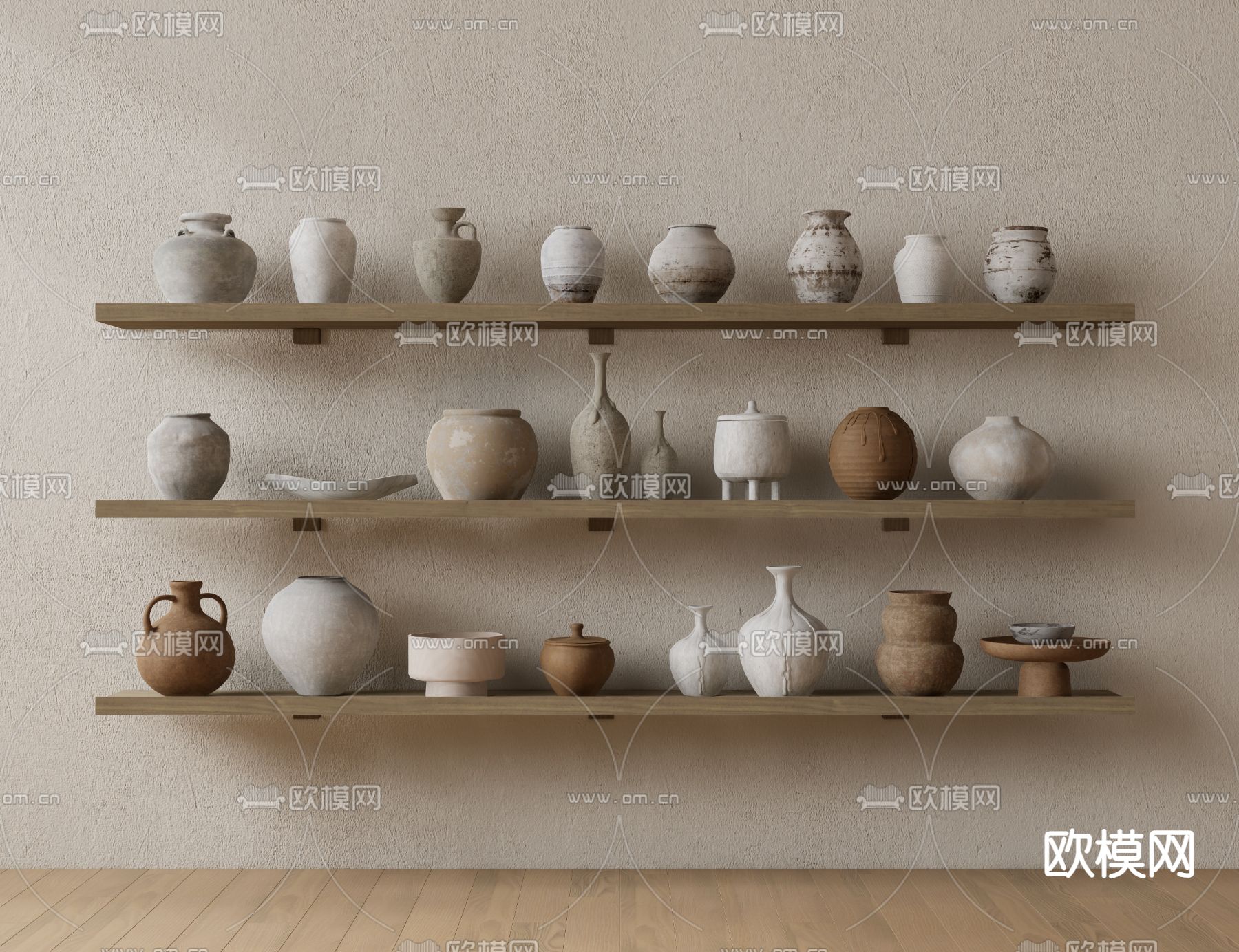 侘寂陶罐 陶器 瓷器 器皿 花瓶3d模型下载